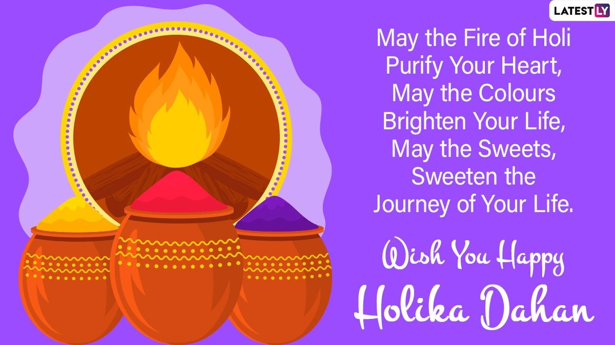 1200x680 Holika Dahan 2021 Wishes, Greetings And HD Image: Send Telegram Holika Prahlad Pics, Colourful WhatsApp Stickers, GIFs & Signal Image Before Holi, Desktop