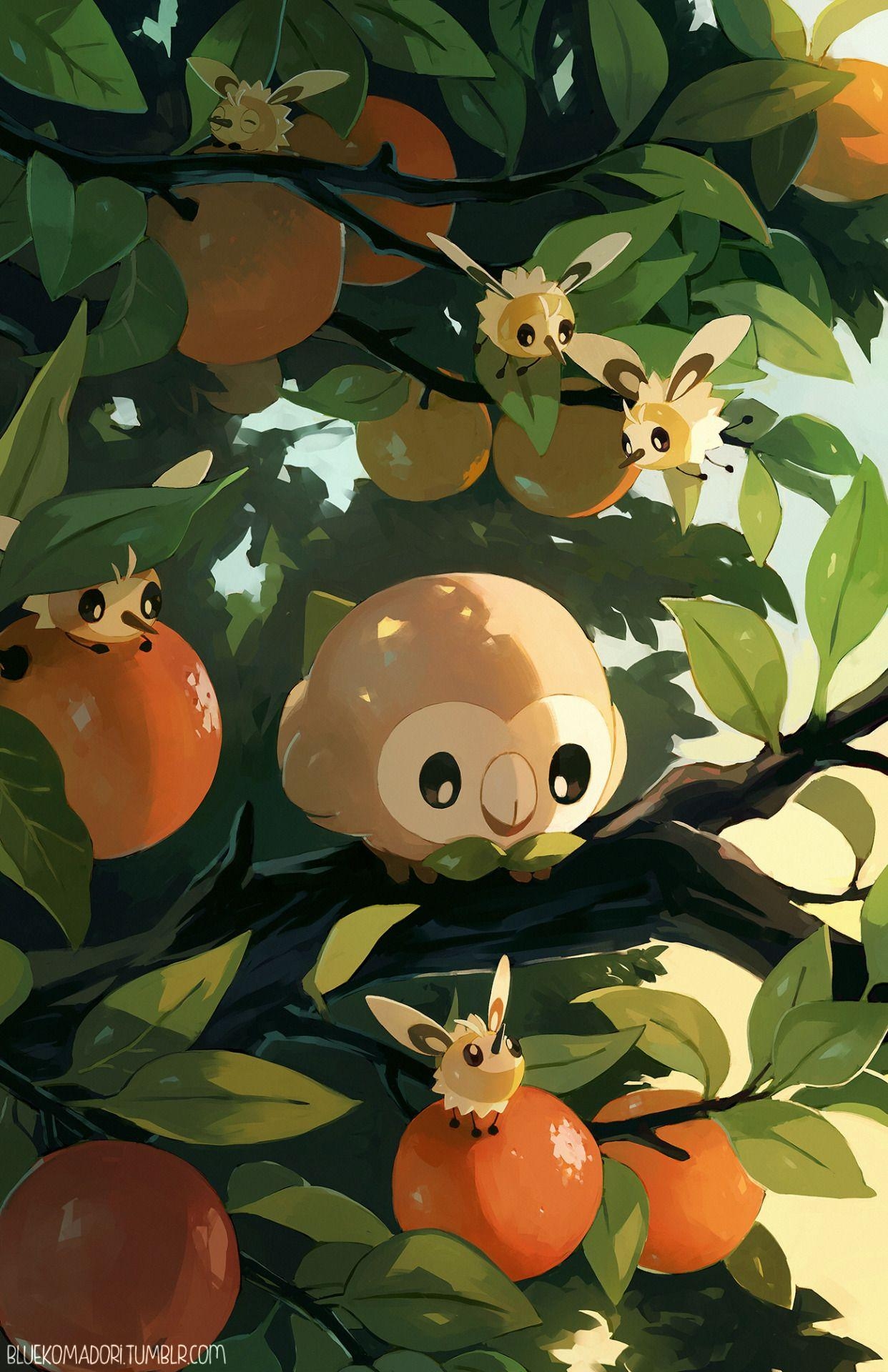 1250x1920 Rowlet & Cutiefly by bluekomadori. Rowlet's Roundness, Phone