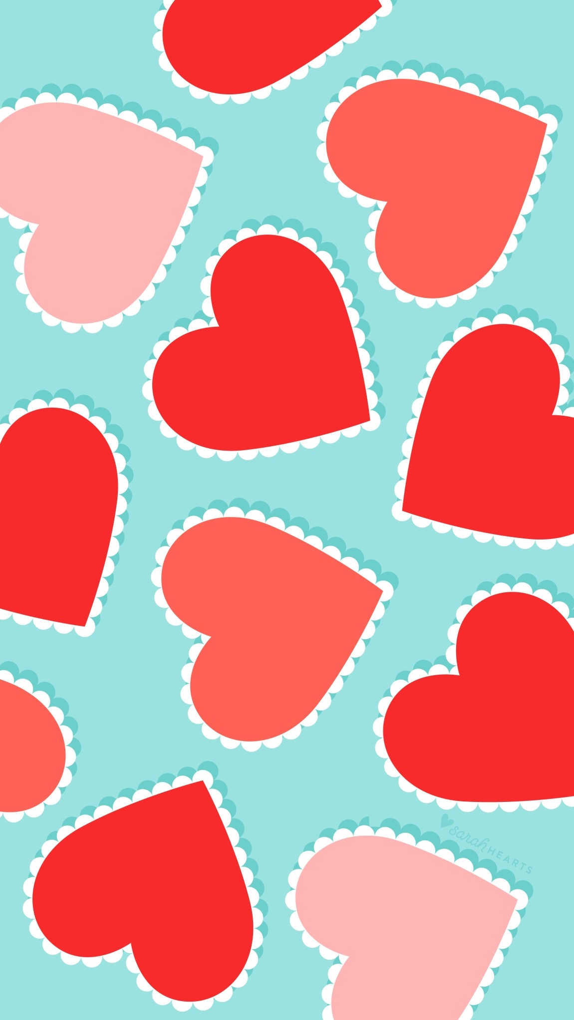 1150x2050 Free Scalloped Heart Valentine's Day Wallpaper, Phone