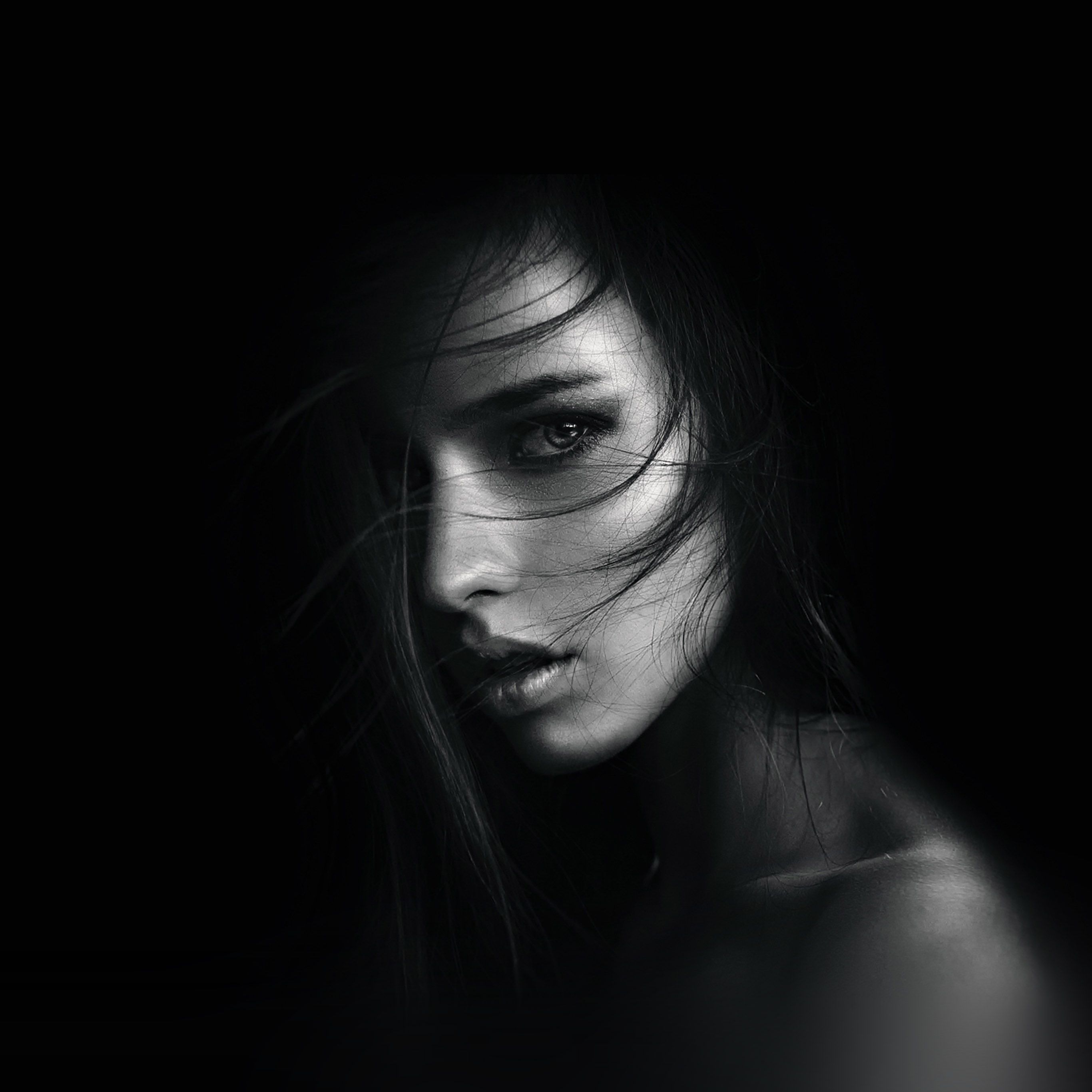 2740x2740 Dark Girl Face Wallpaper, Phone