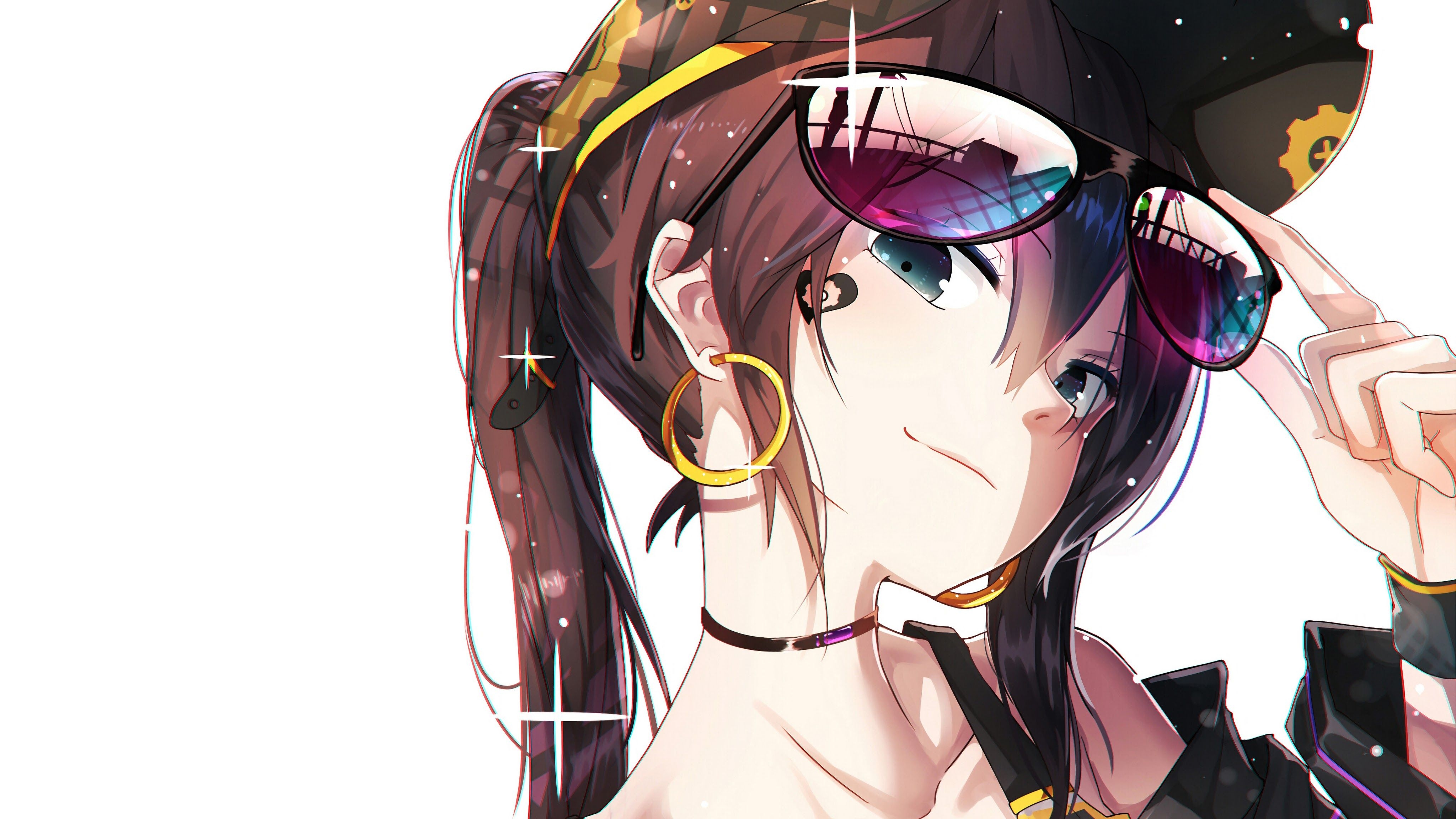 4100x2310 Anime Girl Smile Sunglass 4K Wallpaper, Desktop