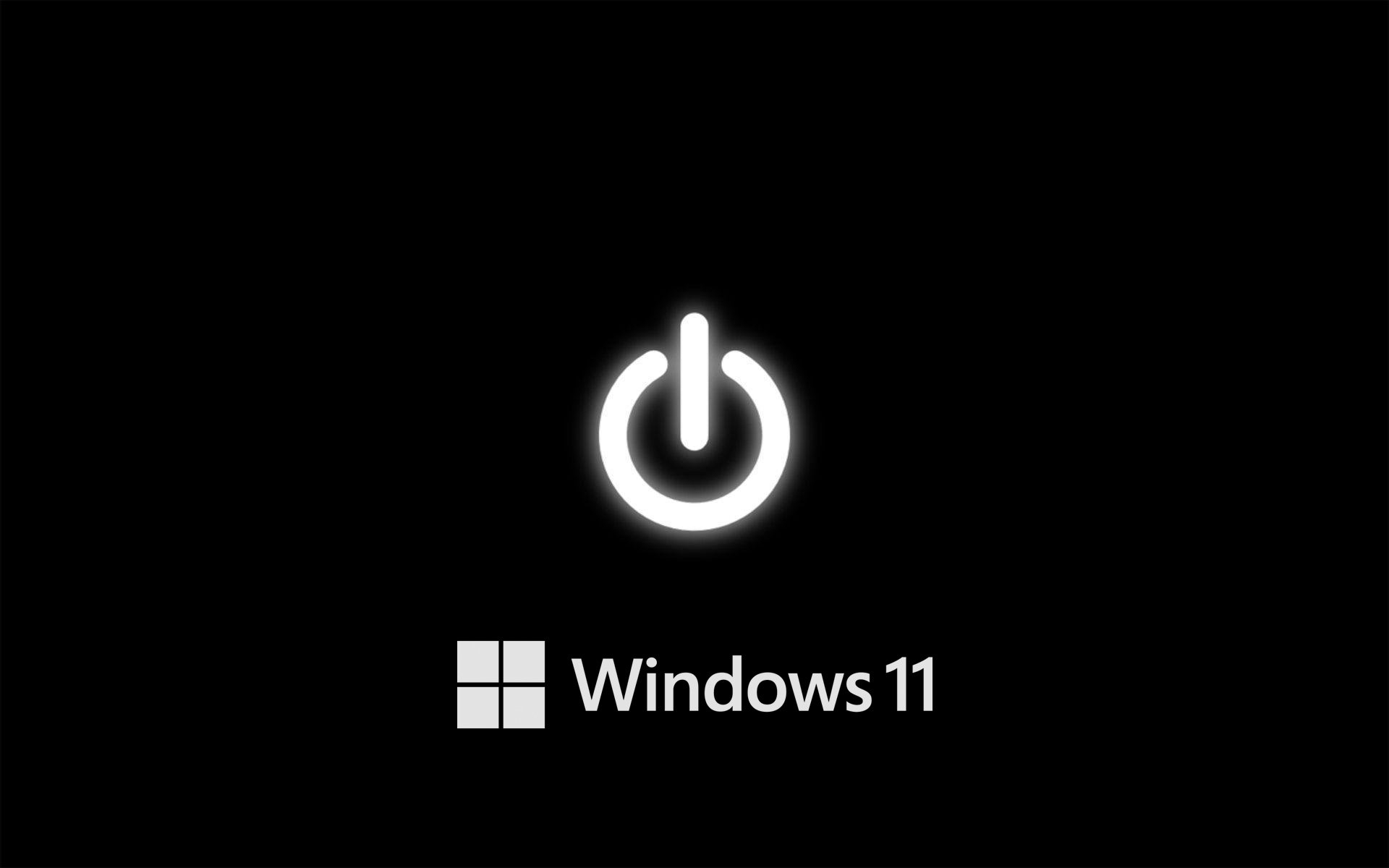 1920x1200 Dark Background for Windows 11 with Power Button and Logo Wallpaper. Wallpaper Download. High Resolution Wallpaper, Desktop