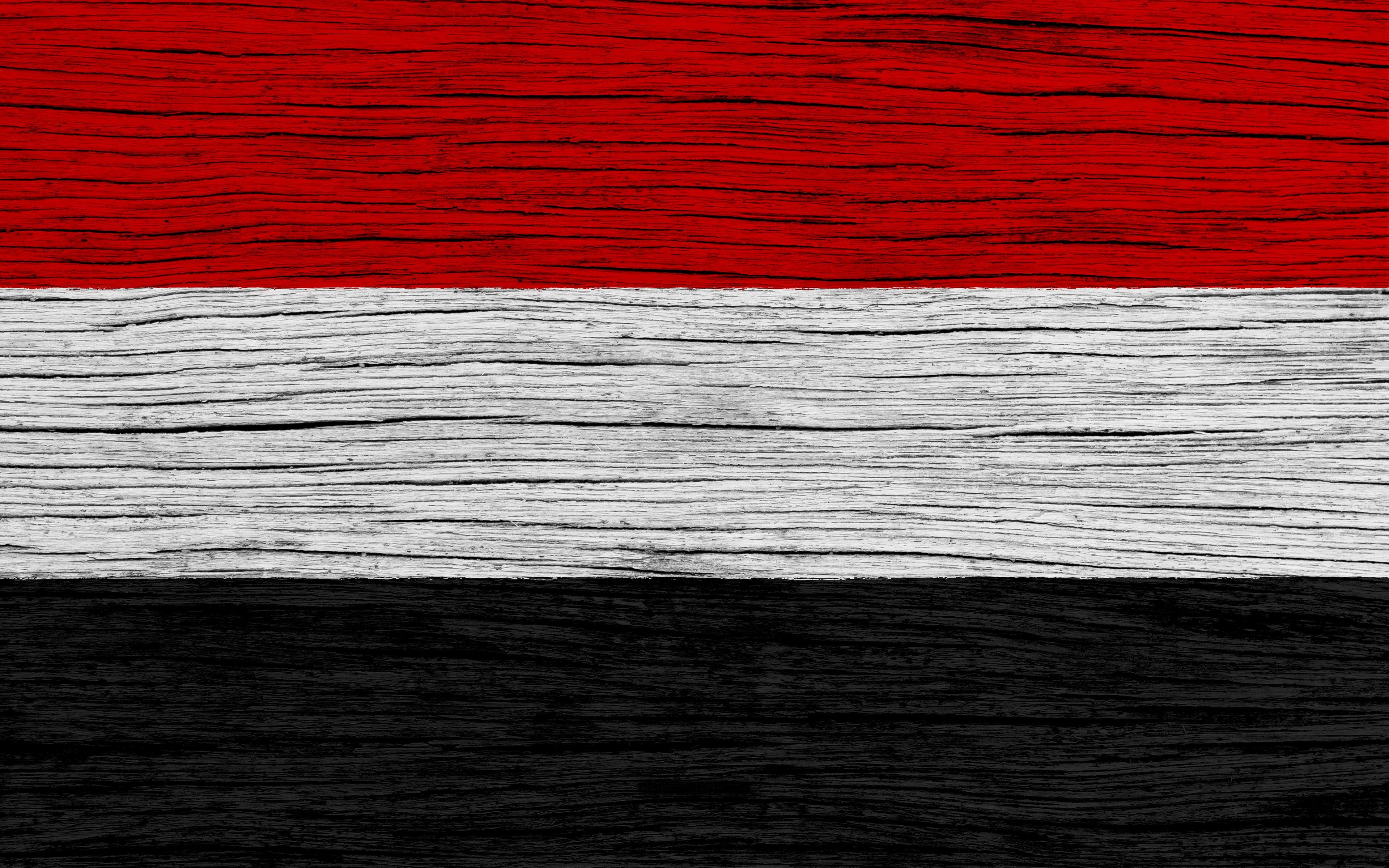 3840x2400 Download wallpaper Flag of Yemen, 4k, Asia, wooden texture, Yemeni, Desktop