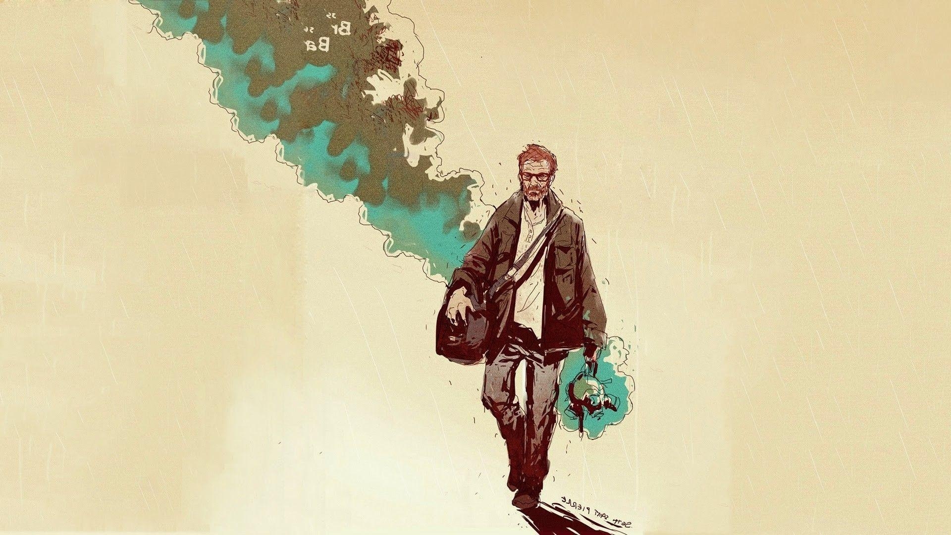 1920x1080 Walter White, Heisenberg, Breaking Bad, Artwork, Smoke Wallpaper, Desktop