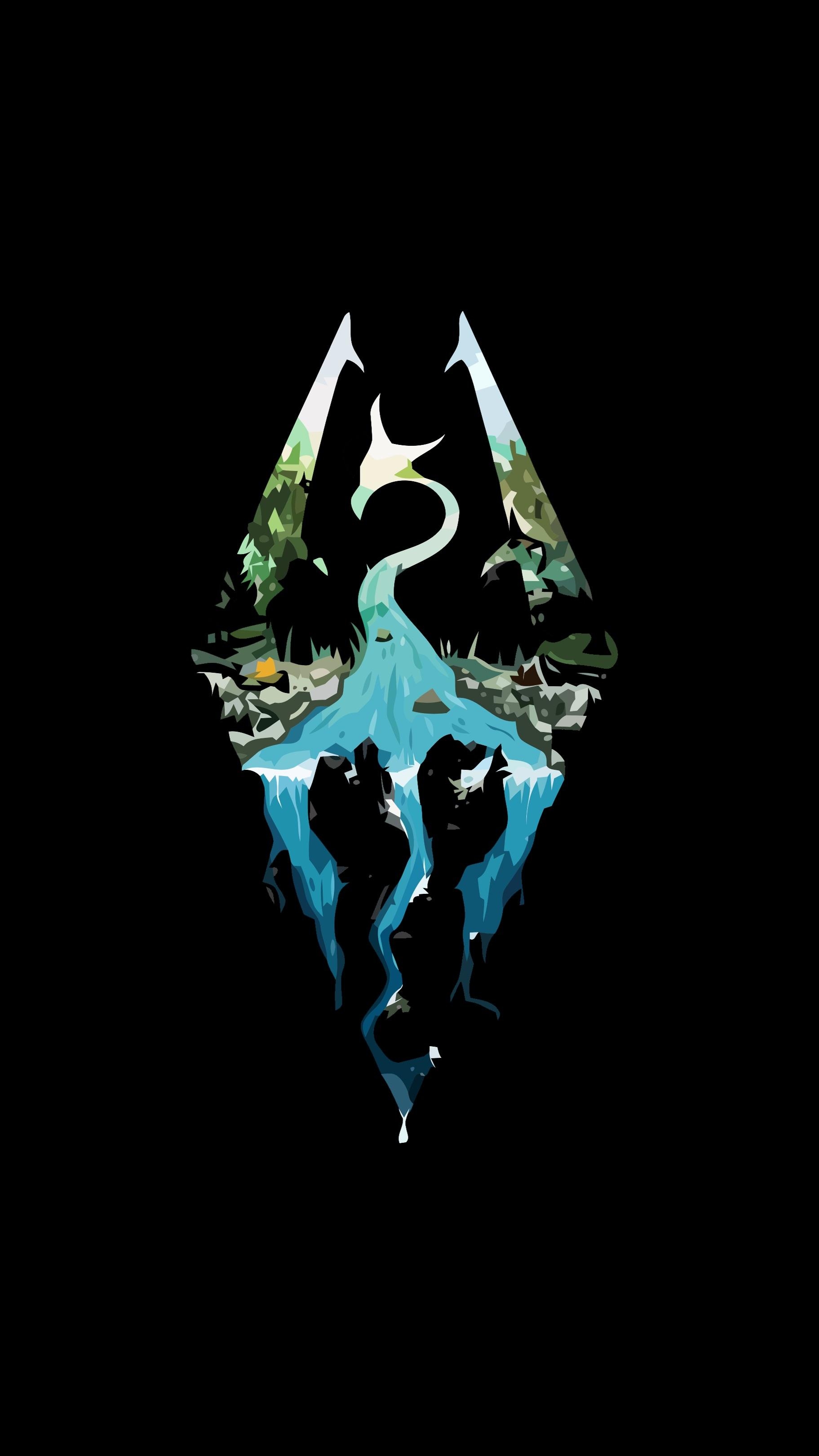 1830x3240 Phone wallpaper Skyrim logo, Phone