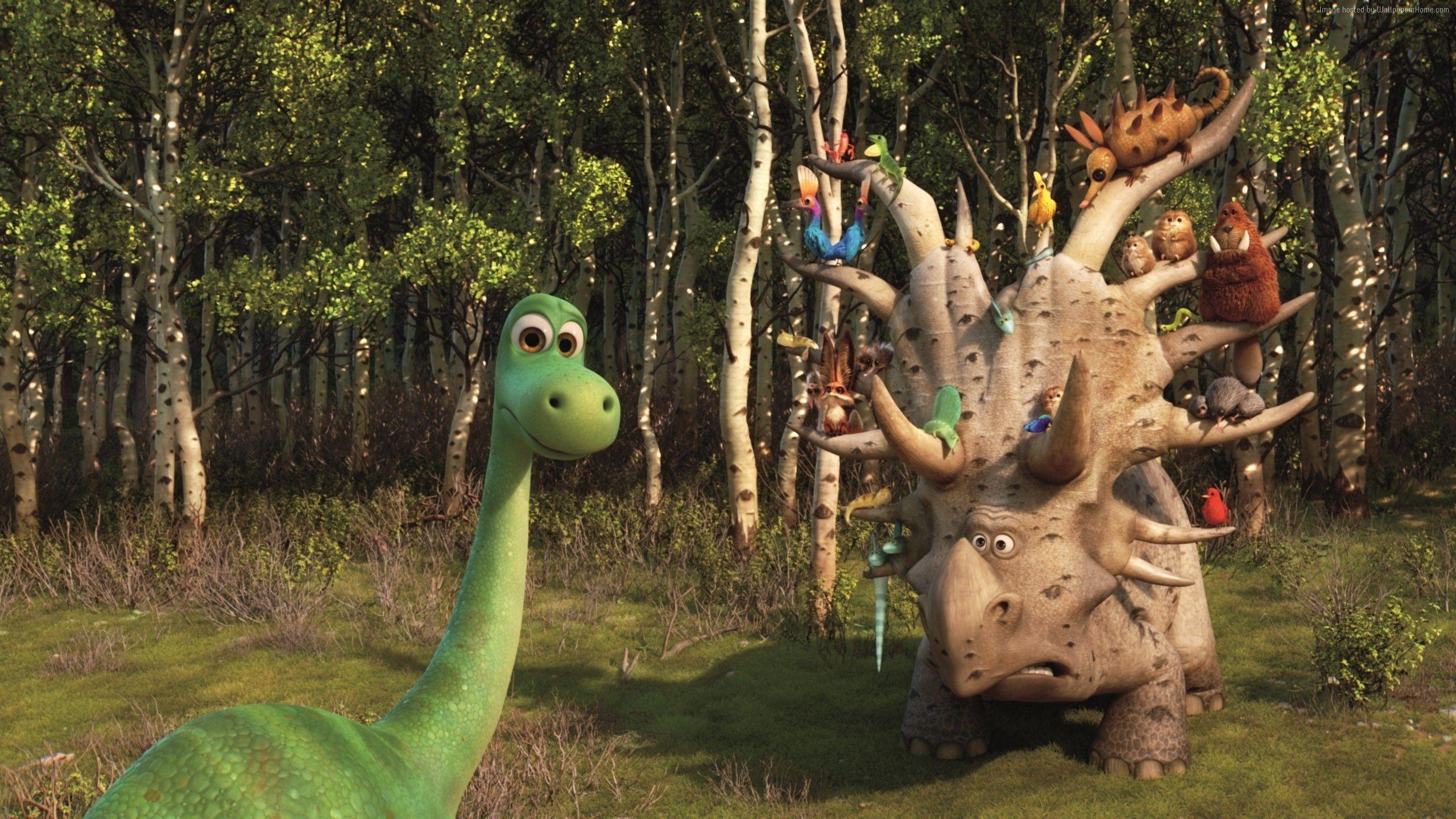 2560x1440 Wallpaper The Good Dinosaur, Brachiosaurus, Triceratops, Movies, Desktop