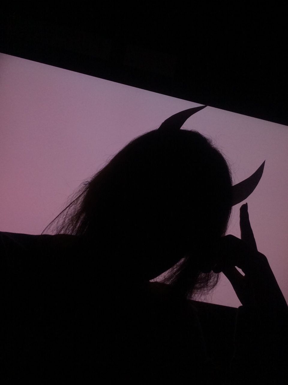 960x1280 devil HD wallpaper, black, sky, purple, violet, shadow, silhouette, darkness, photography, black hair, long hair, Phone