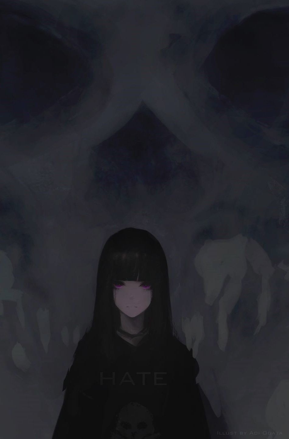 950x1440 Dark Anime Girl Wallpaper Download, Phone