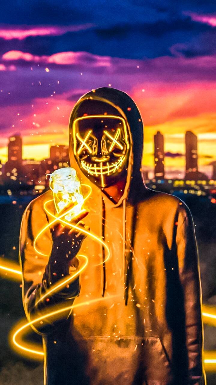 720x1280 NEON MASK wallpaper, Phone