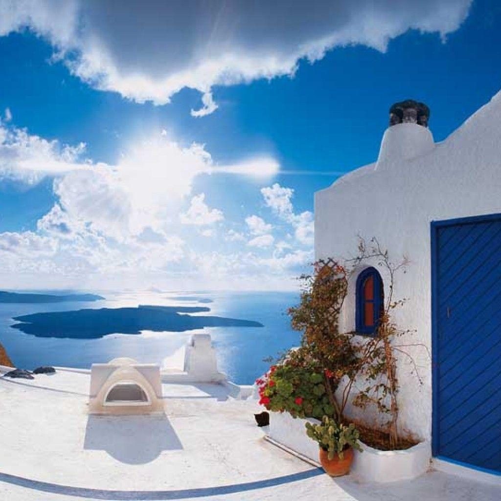 1030x1030 Santorini Wallpaper Mural, Phone