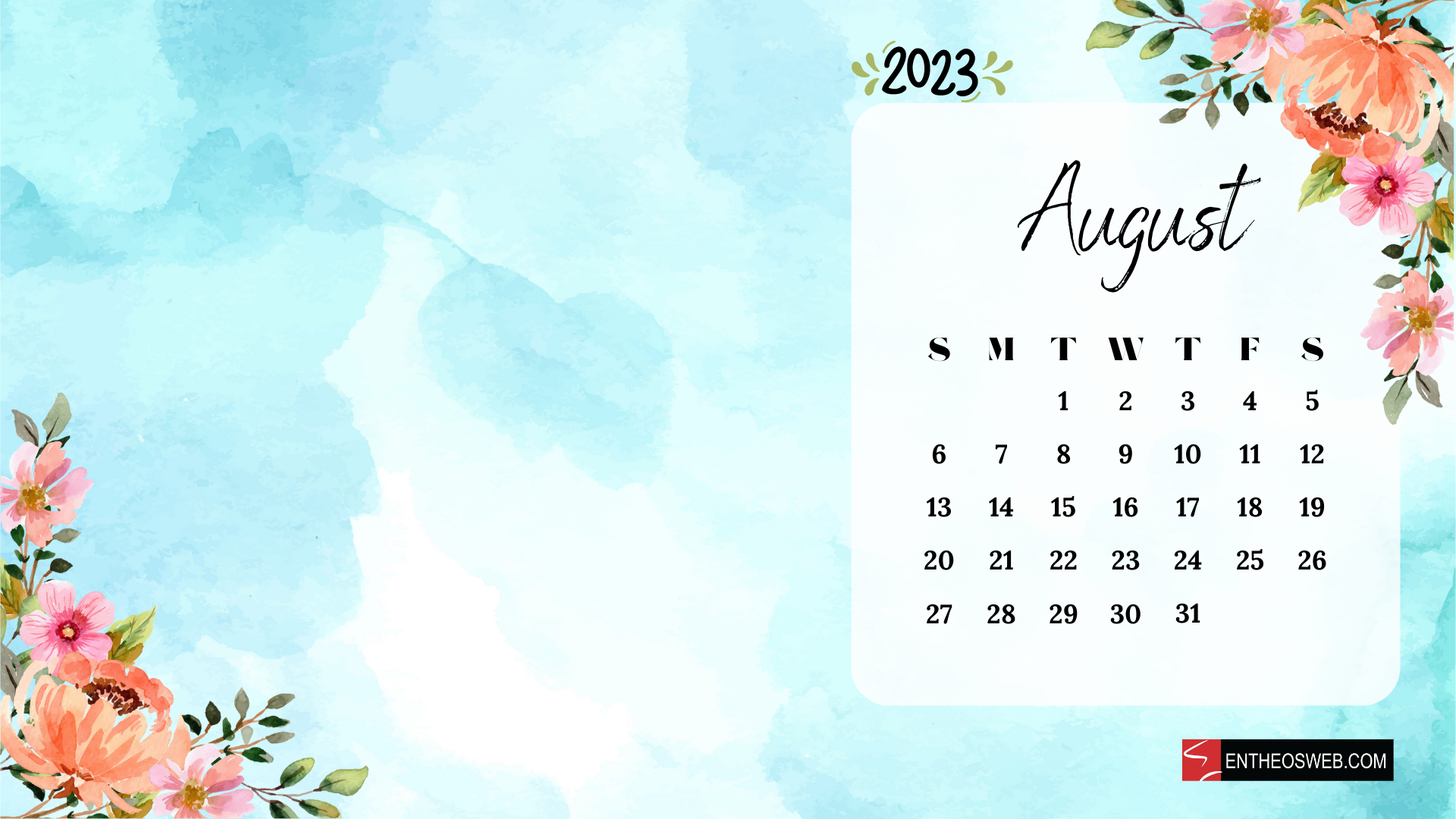 1920x1080 August 2023 Calendar Wallpaper Free August 2023 Calendar Background, Desktop