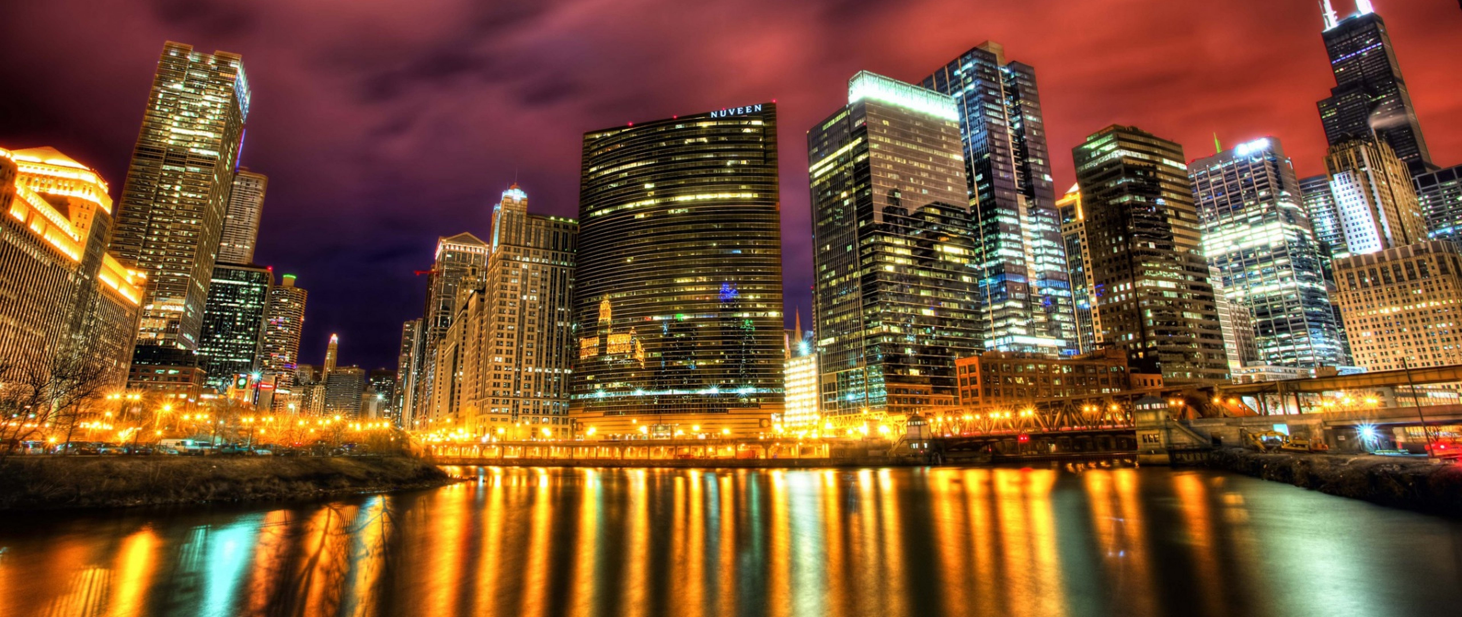 5120x2160 Night Chicago HD Wallpaper 4K Ultra HD Wide TV Wallpaper.net, Dual Screen