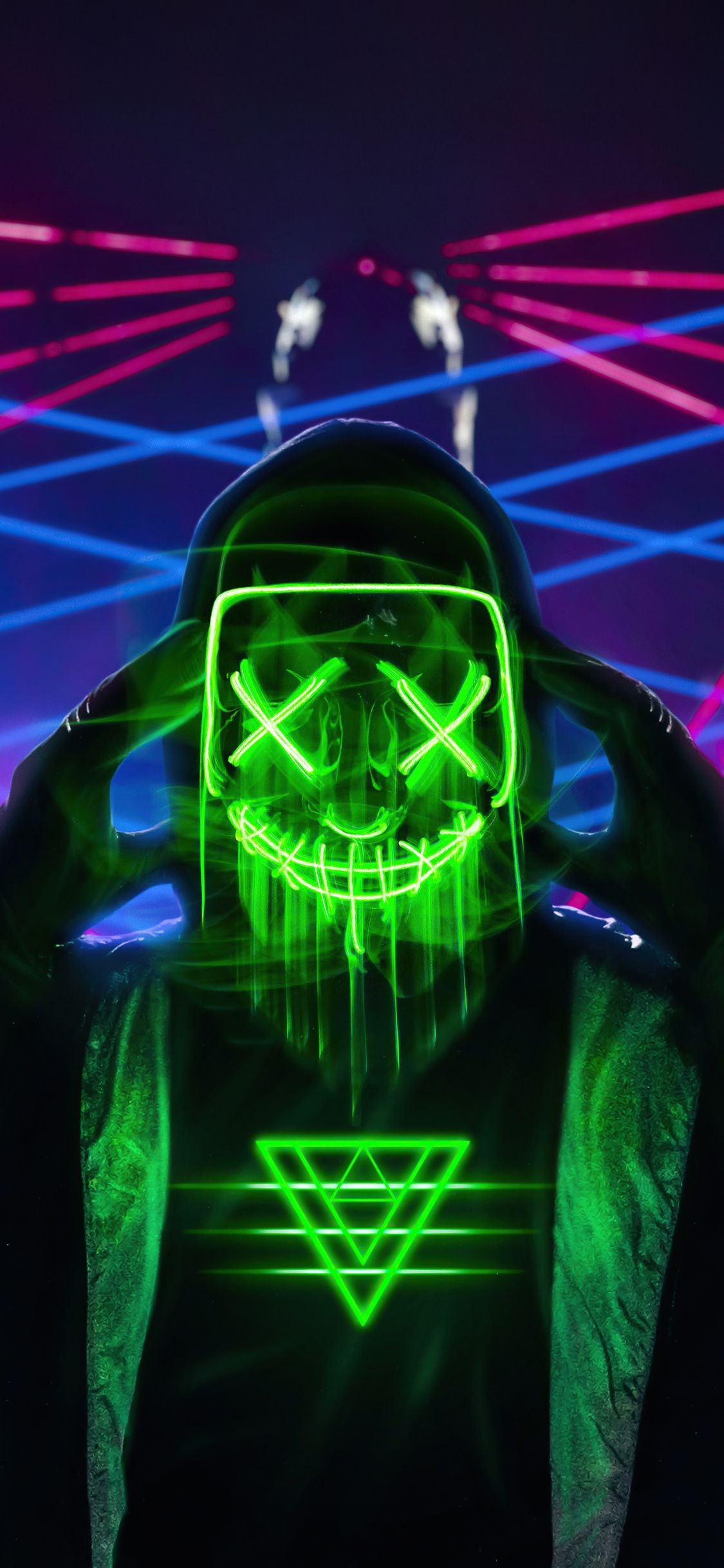 1130x2440 Neon Green Mask Triangle Guy 4k iPhone XS, iPhone iPhone X HD 4k Wallpaper, Image, Background, Photo and Picture, Phone