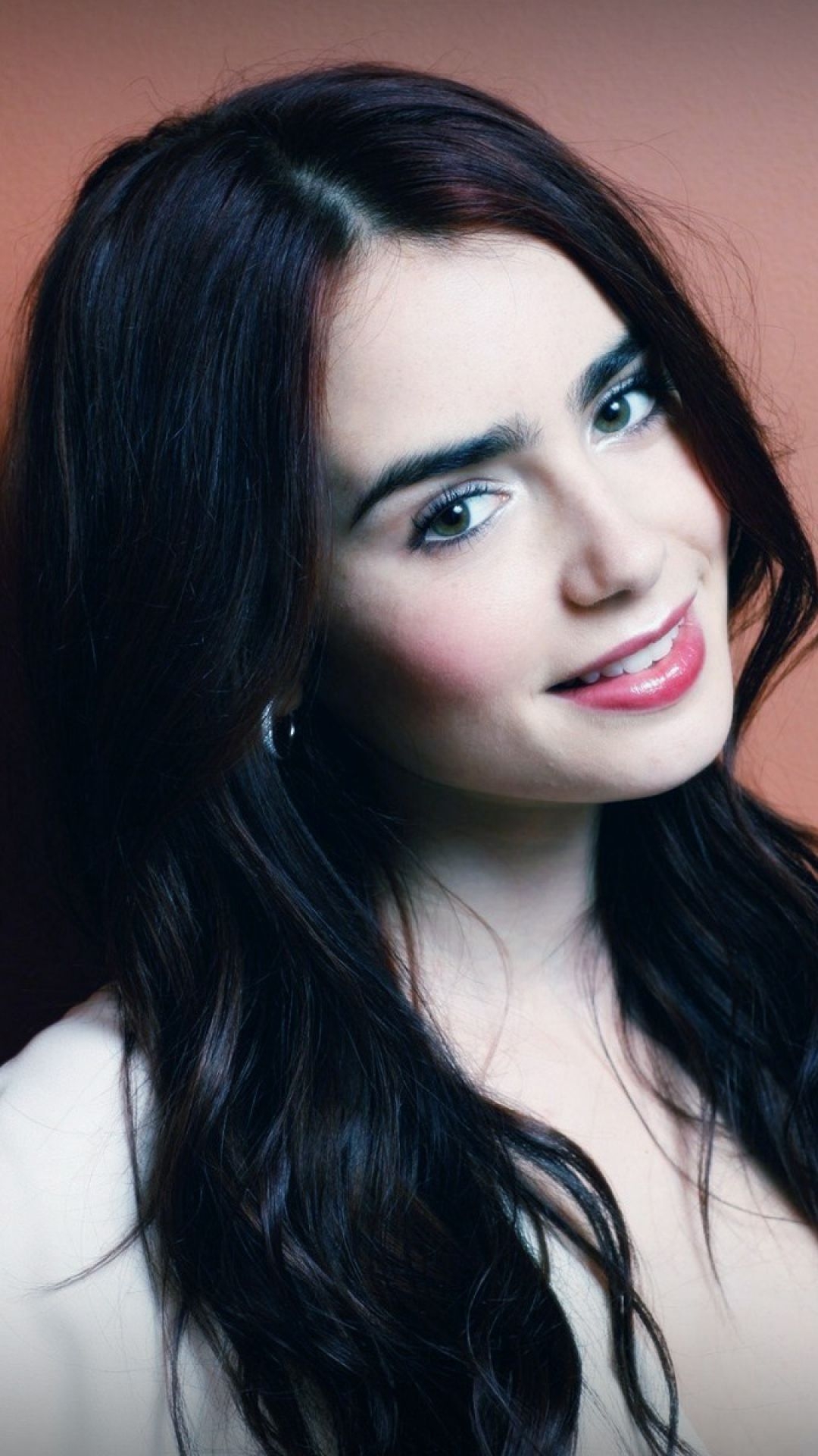 1080x1920 Free download HD Background Lily Collins Actress Hollywood Smiling, Phone