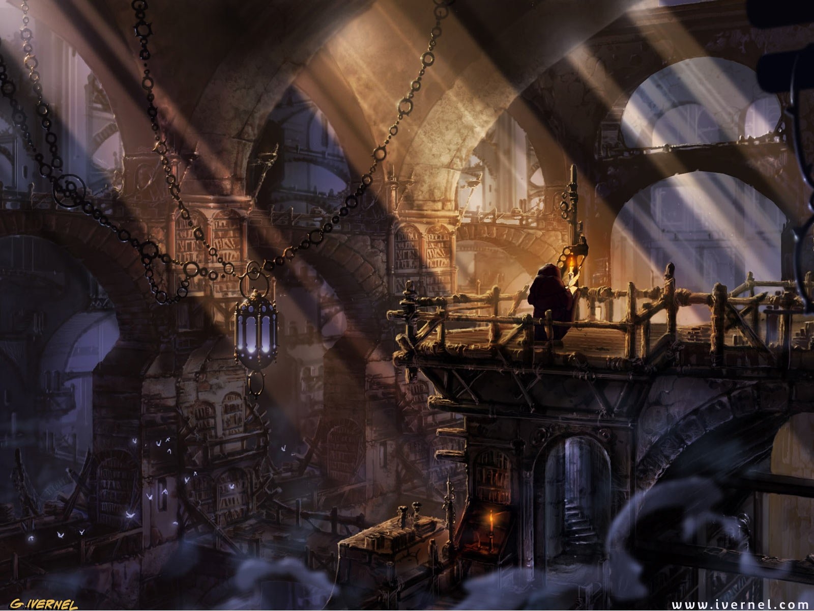 1600x1200 Libraries & Reading Wallpaper Fantasy Library Art, Desktop