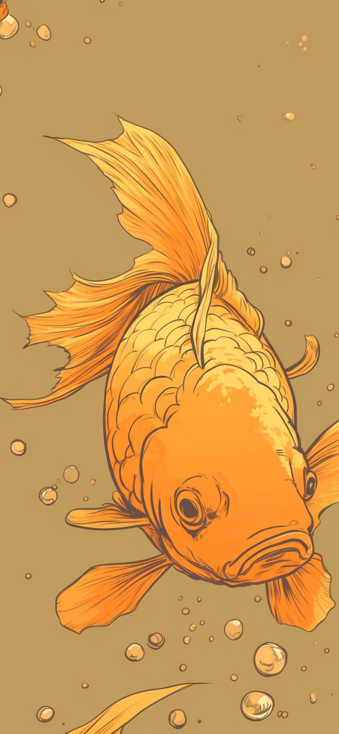 1190x2560 Orange Koi Carp Brown Wallpaper, Phone