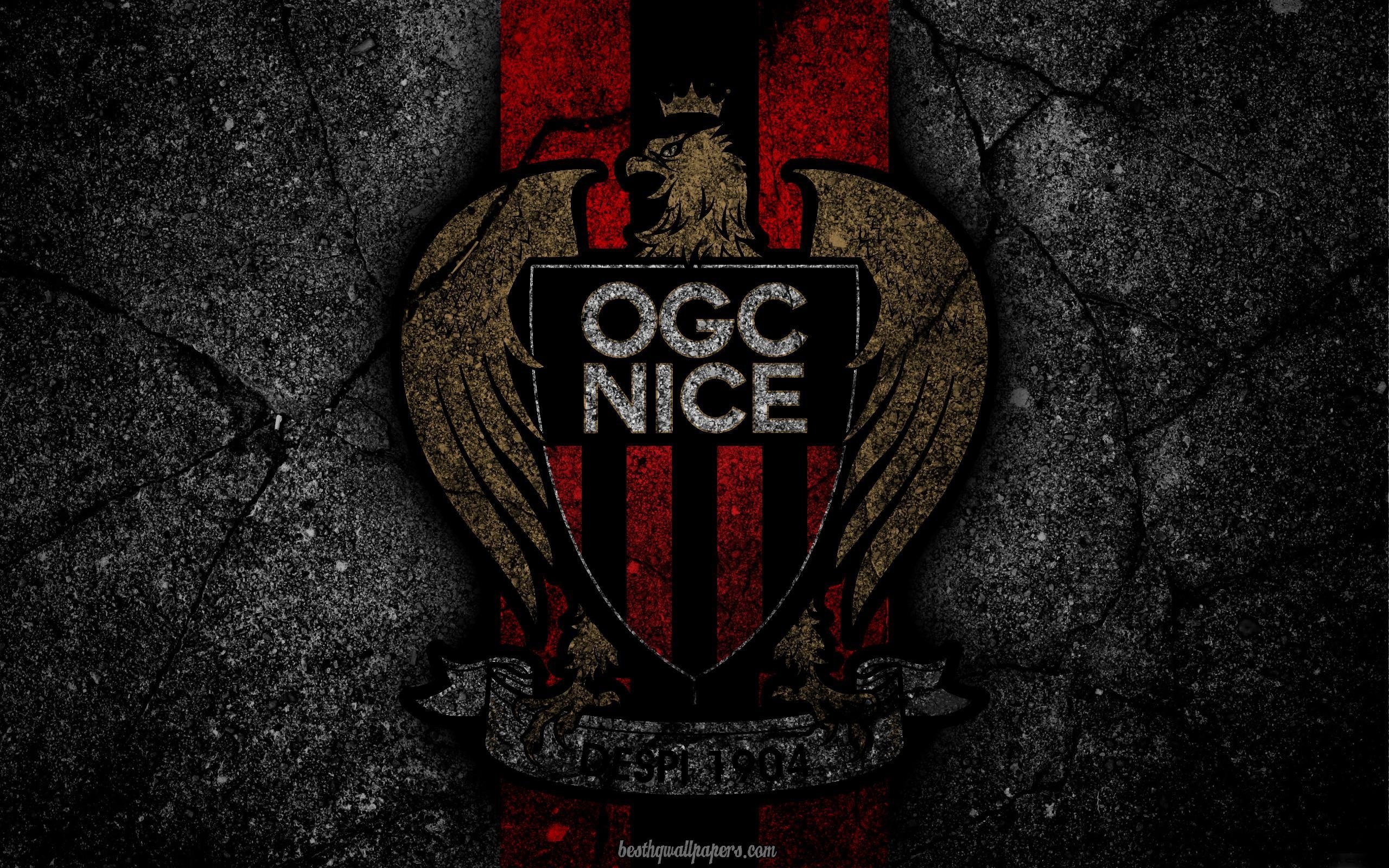 2560x1600 Download wallpaper Nice, logo, art, Liga soccer, OGC Nice, Desktop