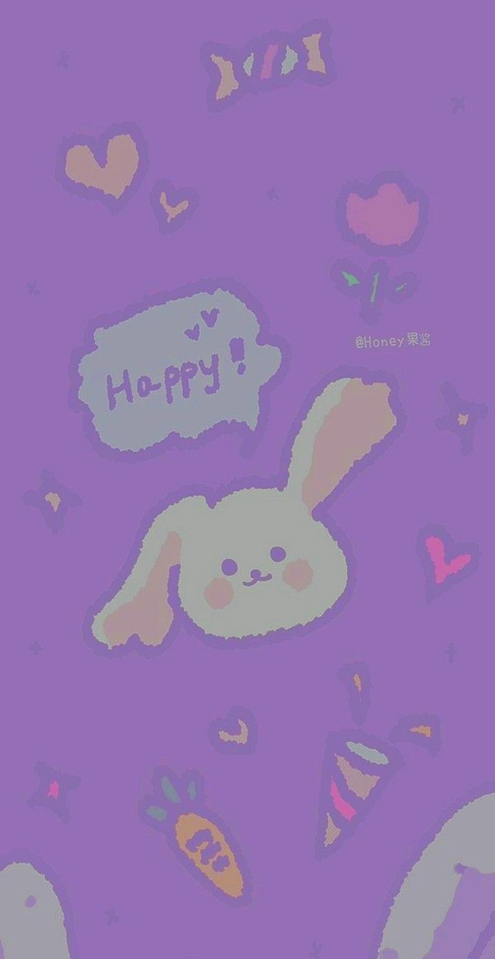 720x1400 rabbit cute aesthetic purple, Phone