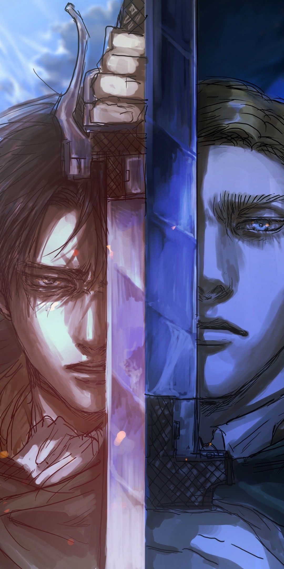 1080x2160 Download  Shingeki No Kyojin, Levi, Erwin Smith, Sword, Phone