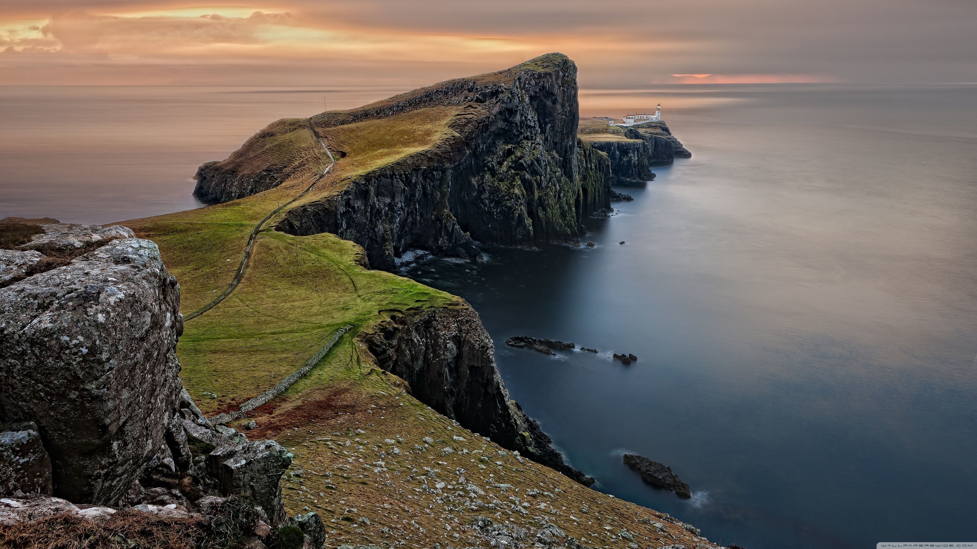 3840x2160 Scotland Coast LightHouse Ultra HD Desktop Background Wallpaper for: Multi Display, Dual Monitor, Tablet, Desktop