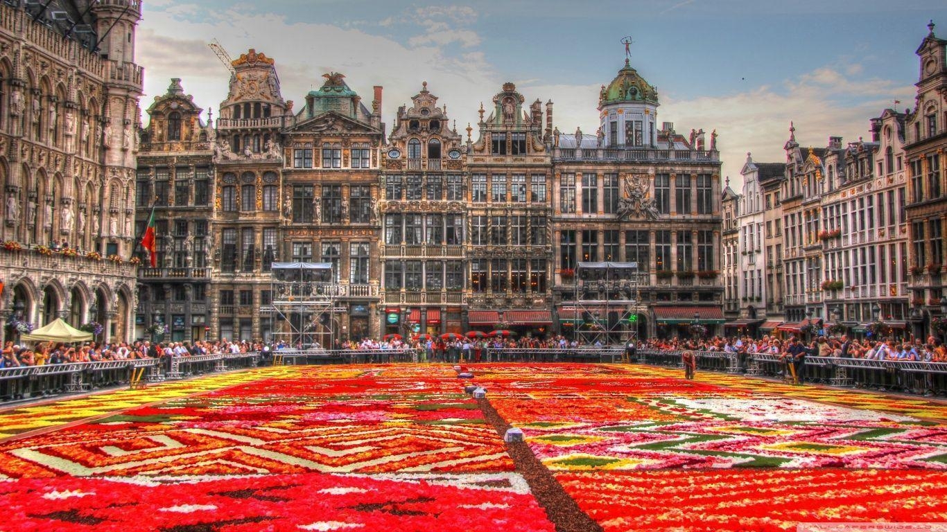 1370x770 Flower Carpet Place, Belgium HD desktop, Desktop