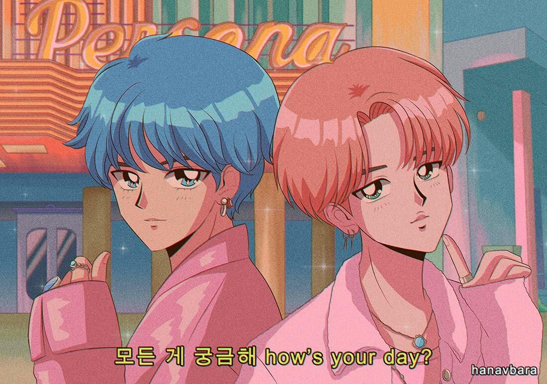 1100x780 boy with luv as a 90s anime ♡, Desktop