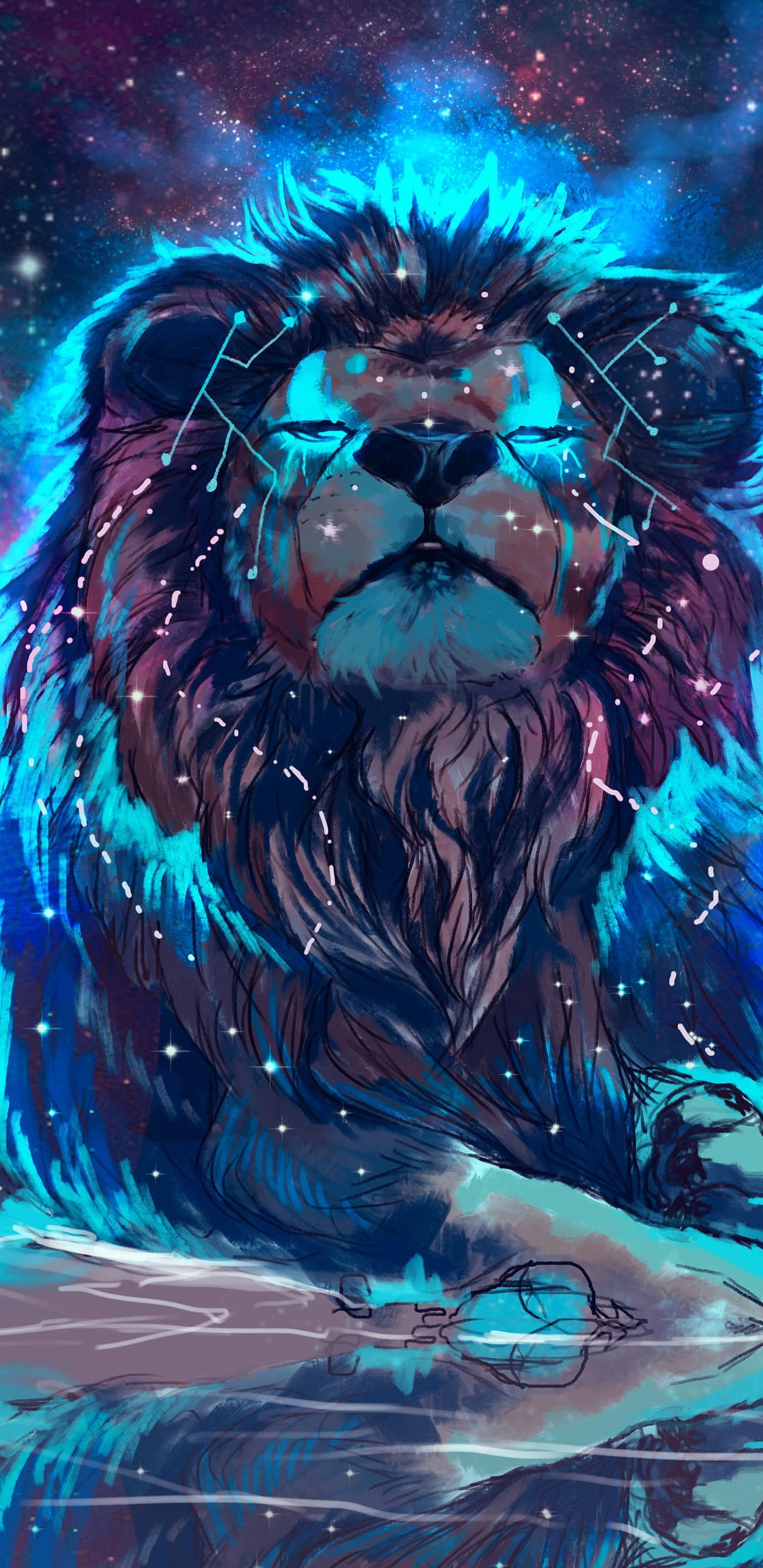 1440x2960 Cool Lion Background, Phone