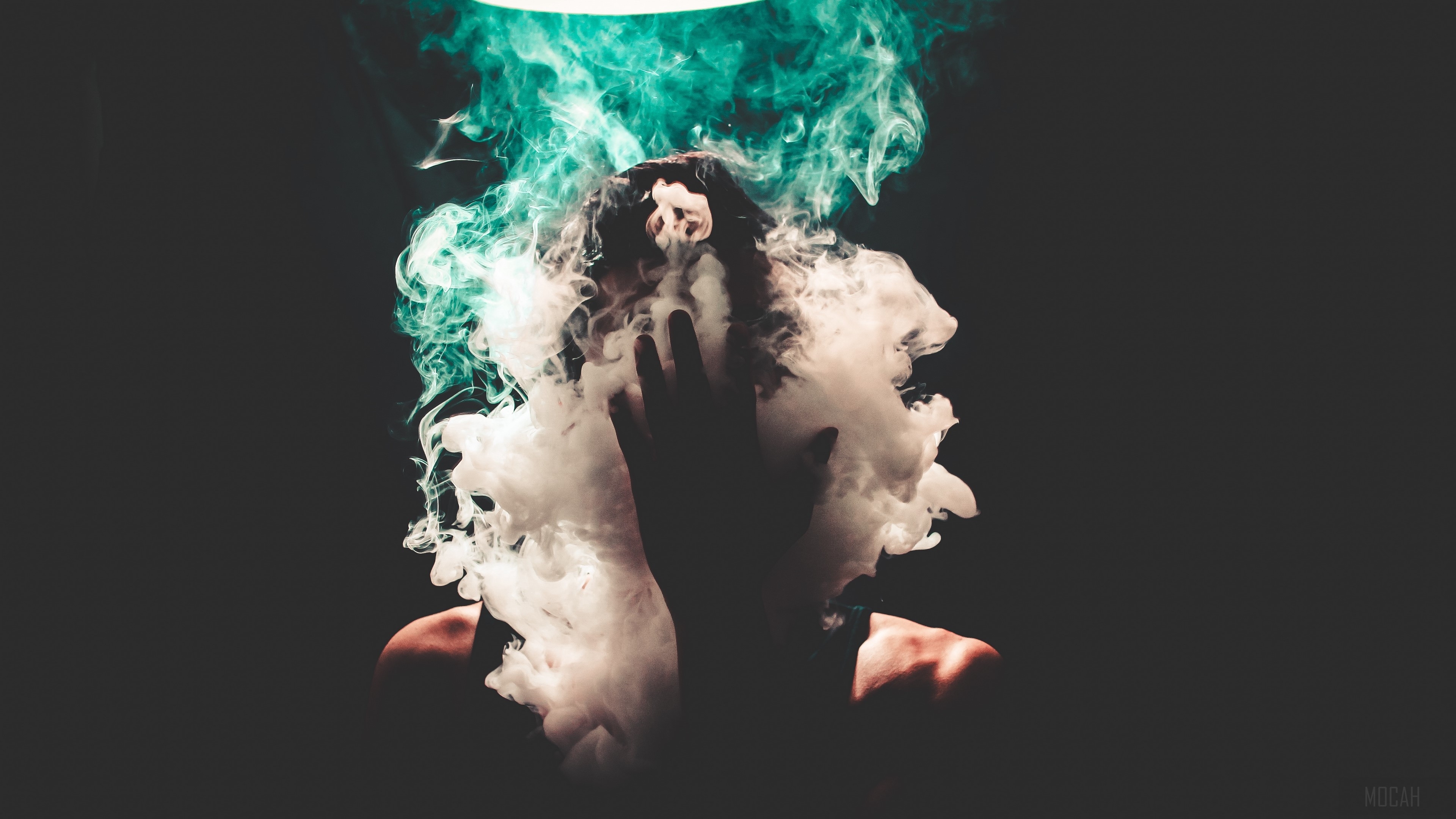 3840x2160 smoke, hand, face, dark 4k Gallery HD Wallpaper, Desktop