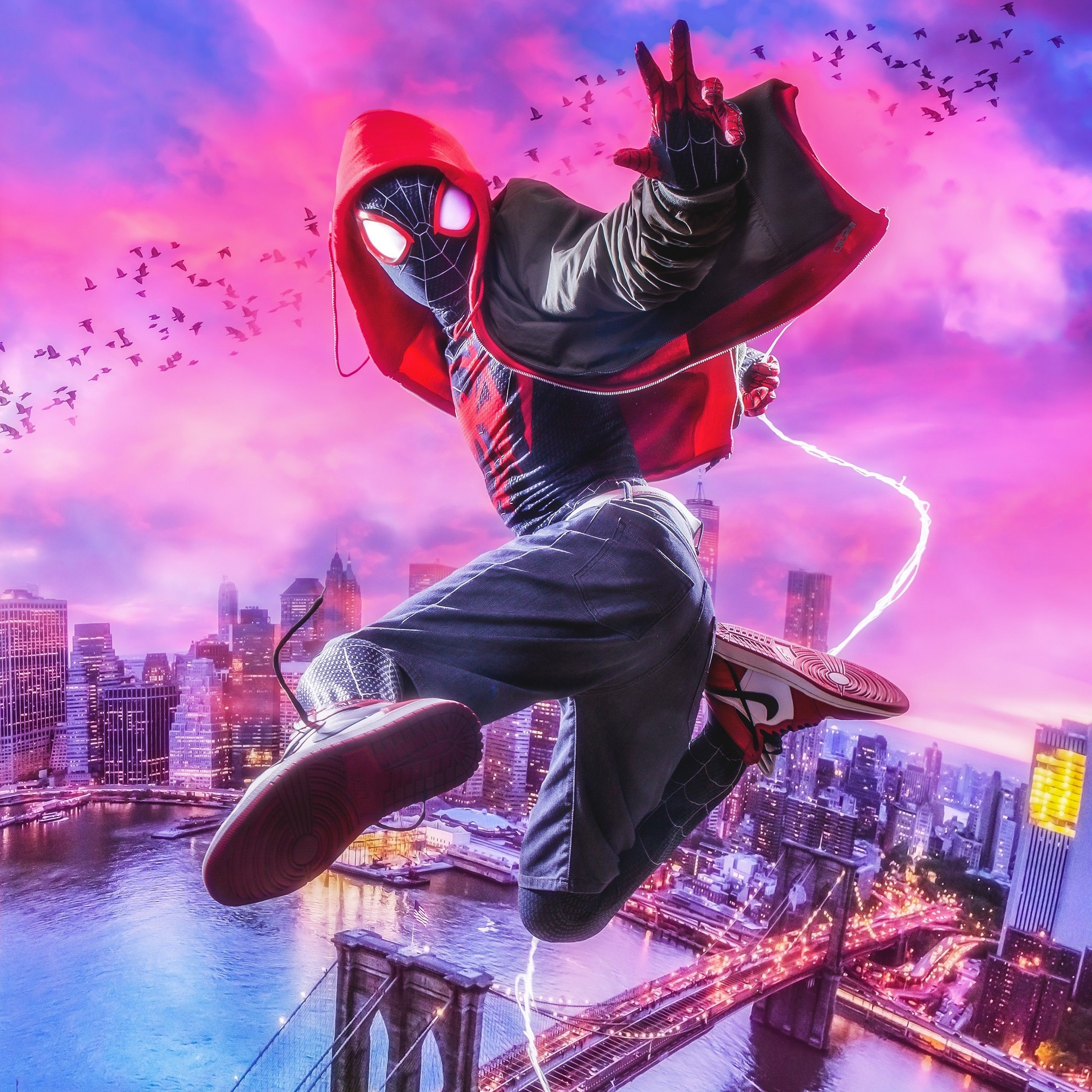 2560x2560 Spiderman Into The Spider Verse 3D, Phone