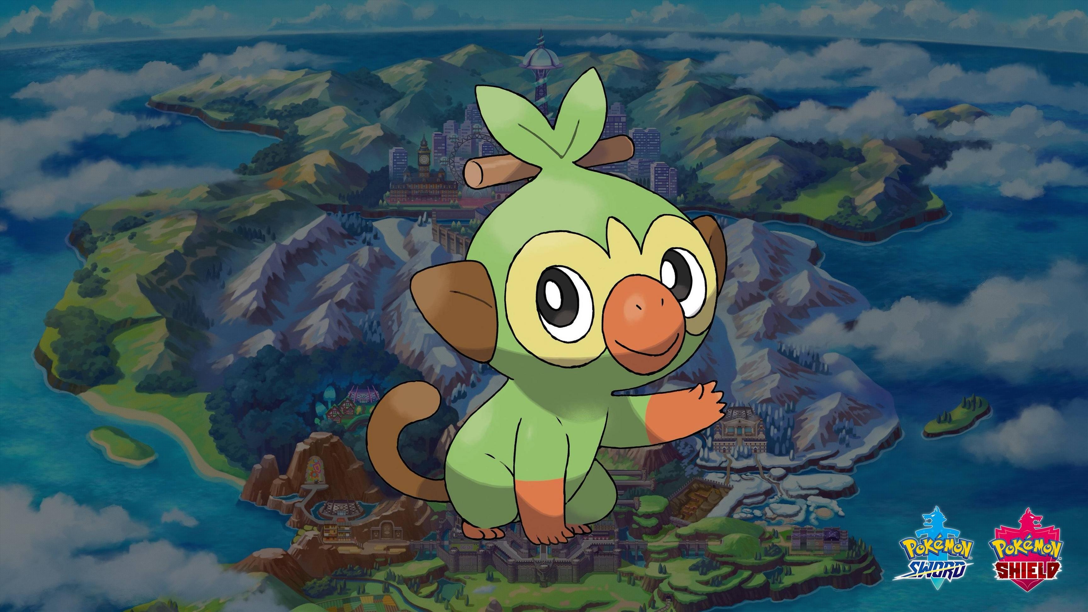 3460x1950 Pokemon Sword and Shield Grookey Wallpaper. Cat with Monocle, Desktop