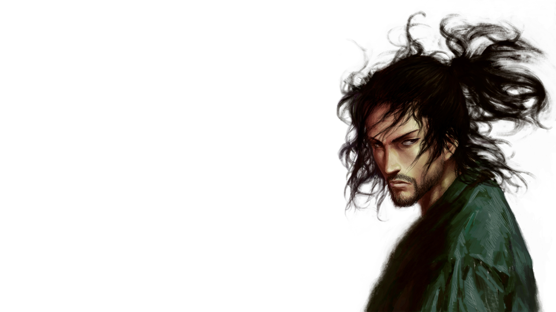 1920x1080 Vagabond, samurai, Miyamoto Musashi, Japan, kimono, simple background, manga HD Wallpaper, Desktop