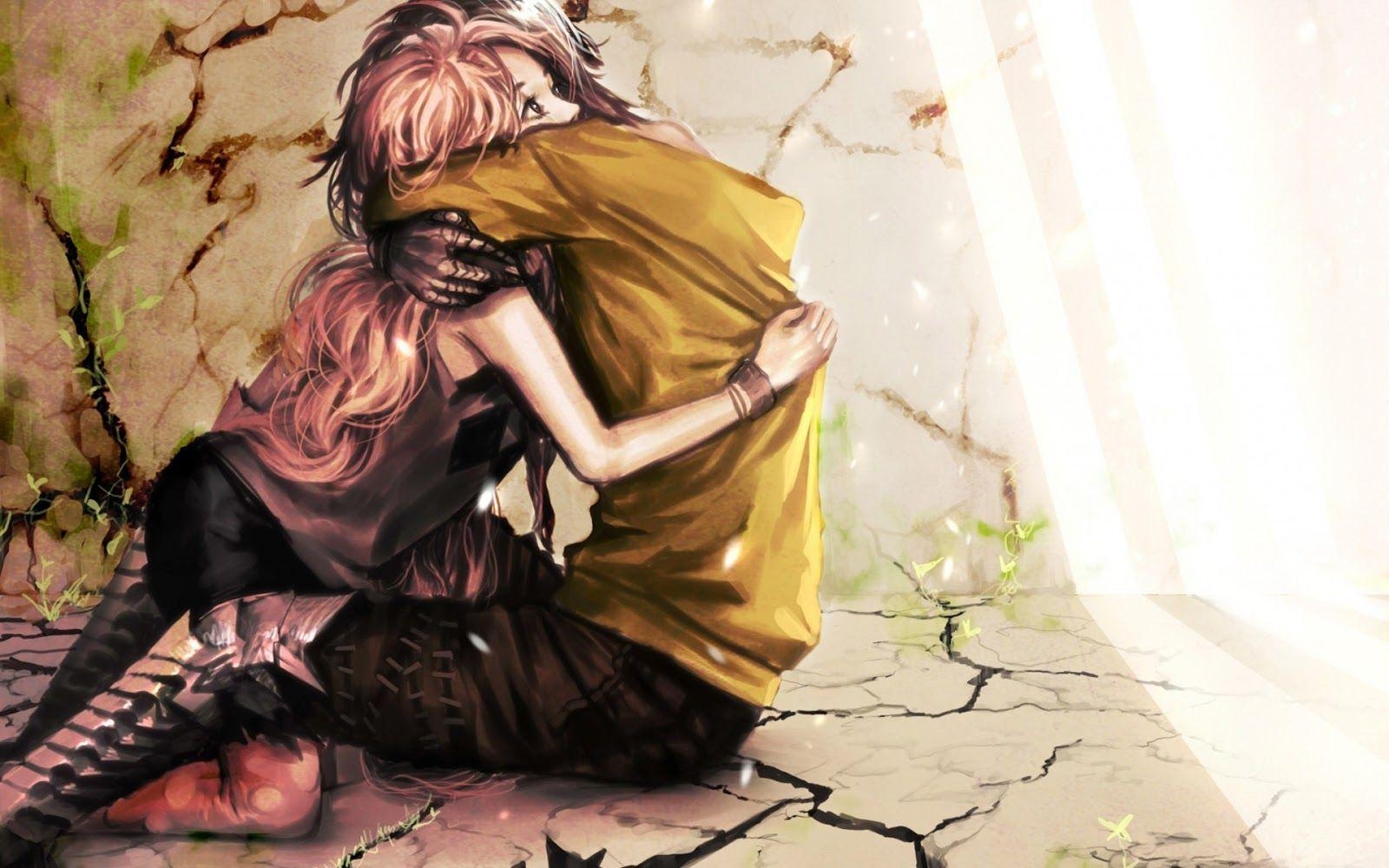 1600x1000 Anime Couple Girl Boy Hug HD Wallpaper Desktop PC Background. Anime, Desktop