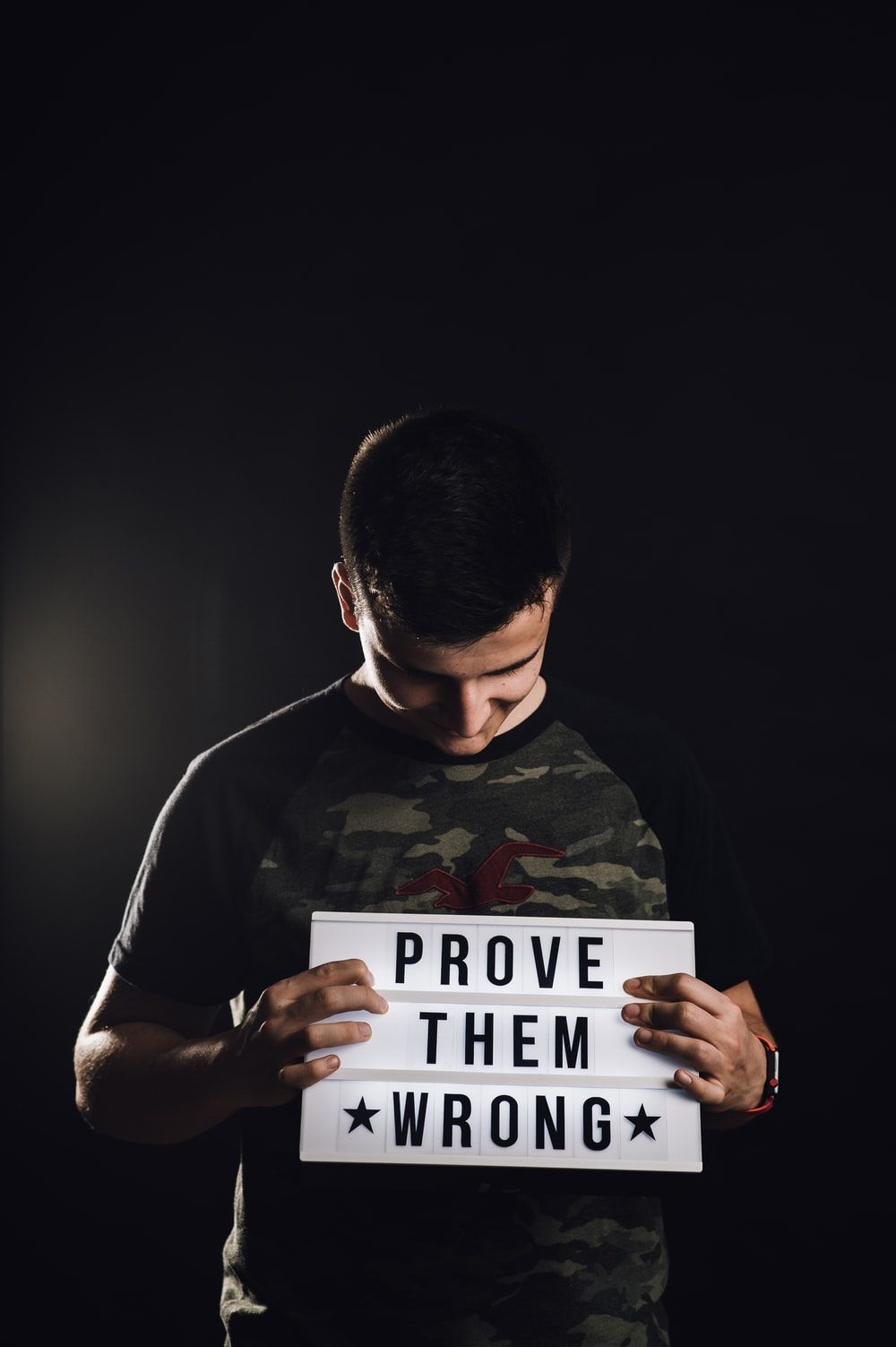 1000x1510 man holding white prove them wrong signage photo, Phone