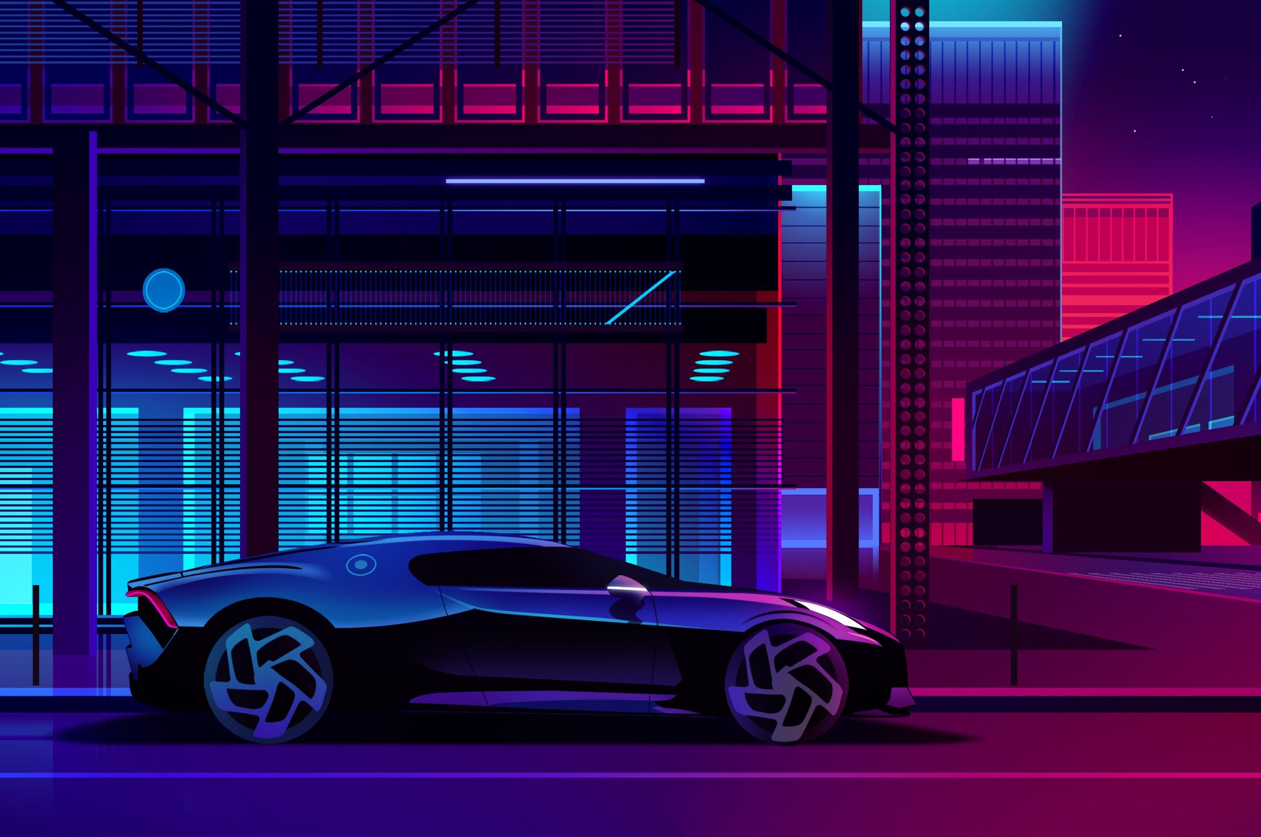 2560x1700 Bugatti Noire Neon Art Chromebook Pixel HD 4k Wallpaper, Image, Background, Photo and Picture, Desktop