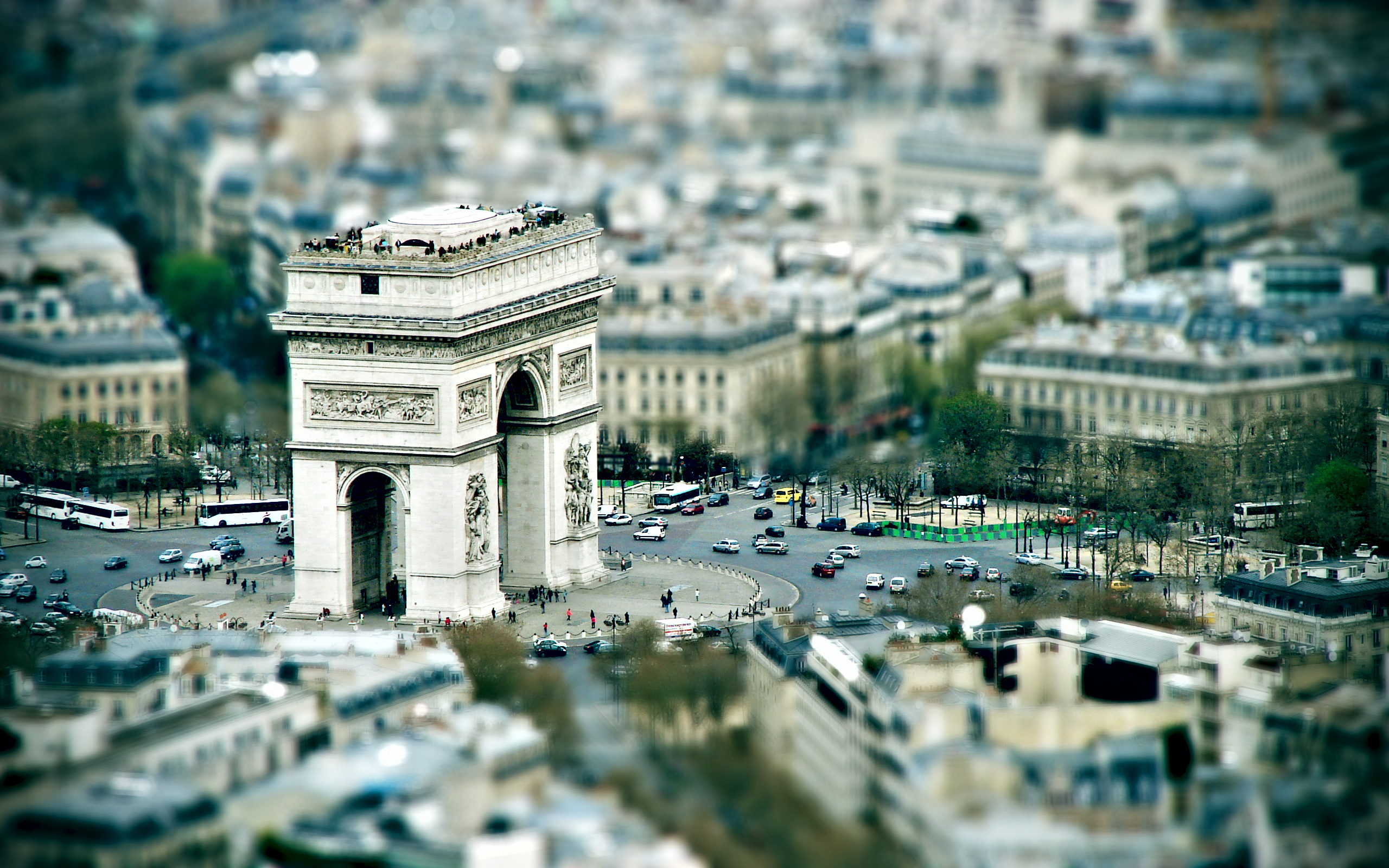 2560x1600 Arc de Triomphe Charles de Gaulle Paris Tilt Shift Desktop Wallpaper, Desktop