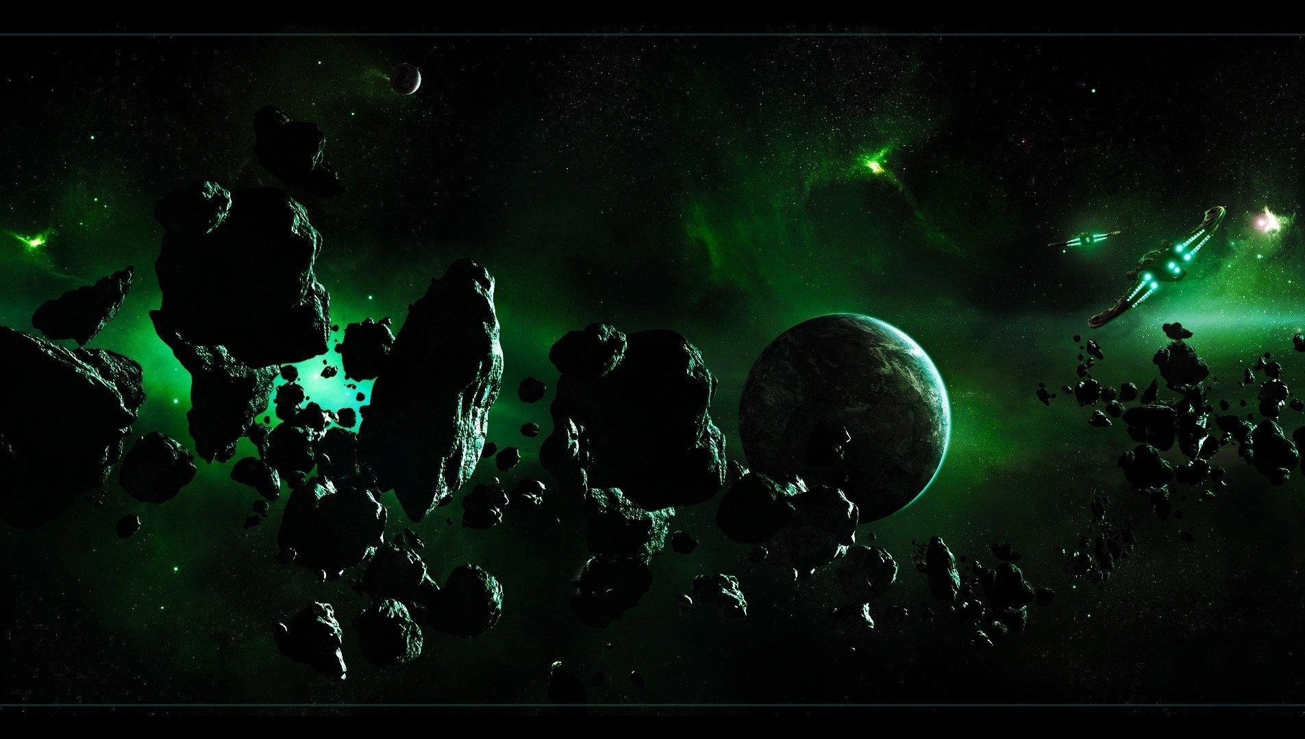 1910x1080 ships asteroids belt planet HD wallpaper, Desktop