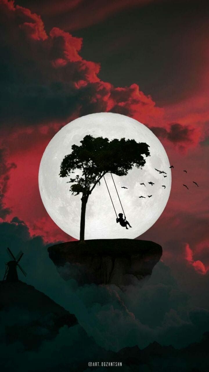 720x1280 Wallpaper. Scenery wallpaper, Moon art, Sunset wallpaper, Phone