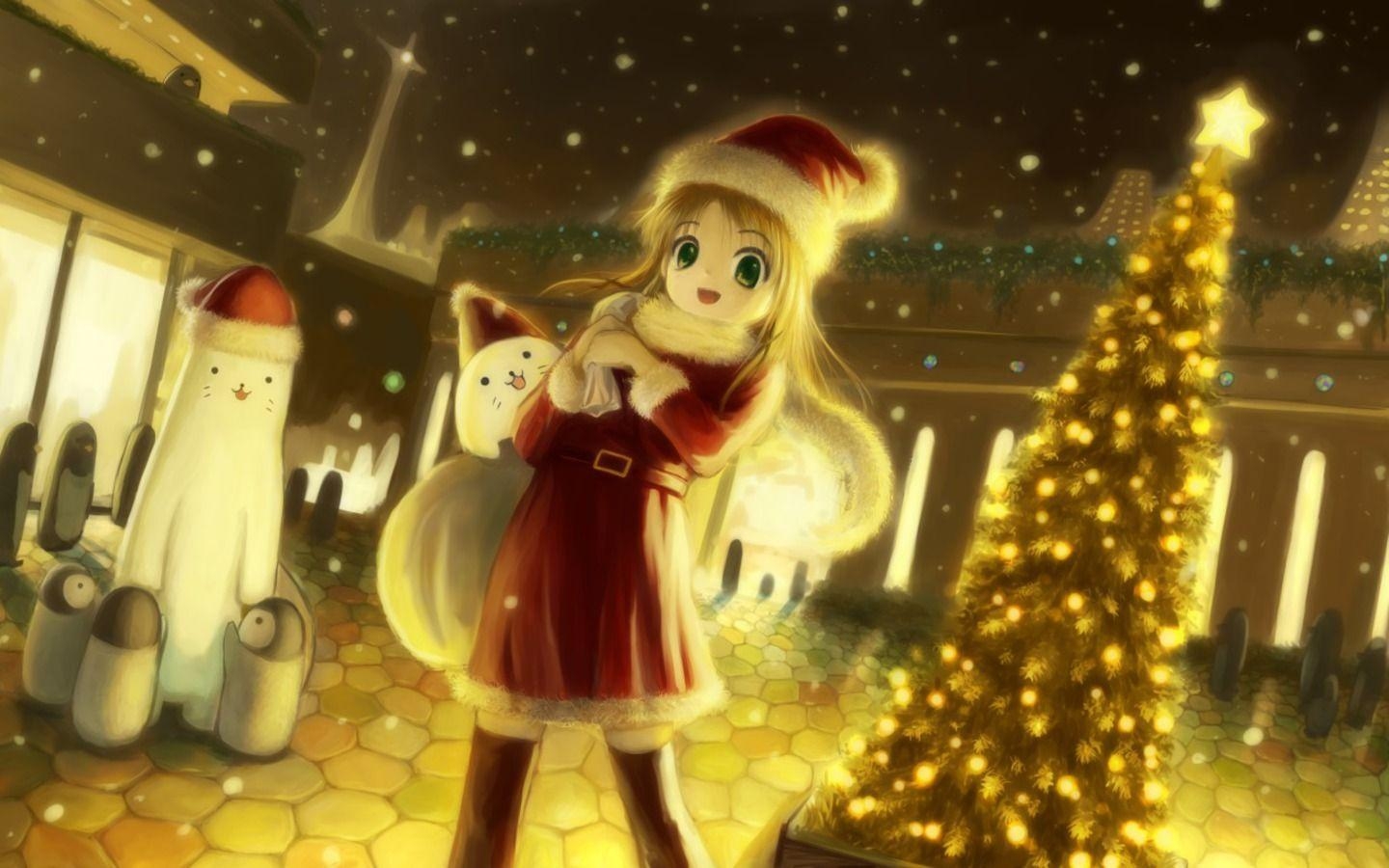 1440x900 Anime Girl Christmas Scene. Fantastic, Desktop