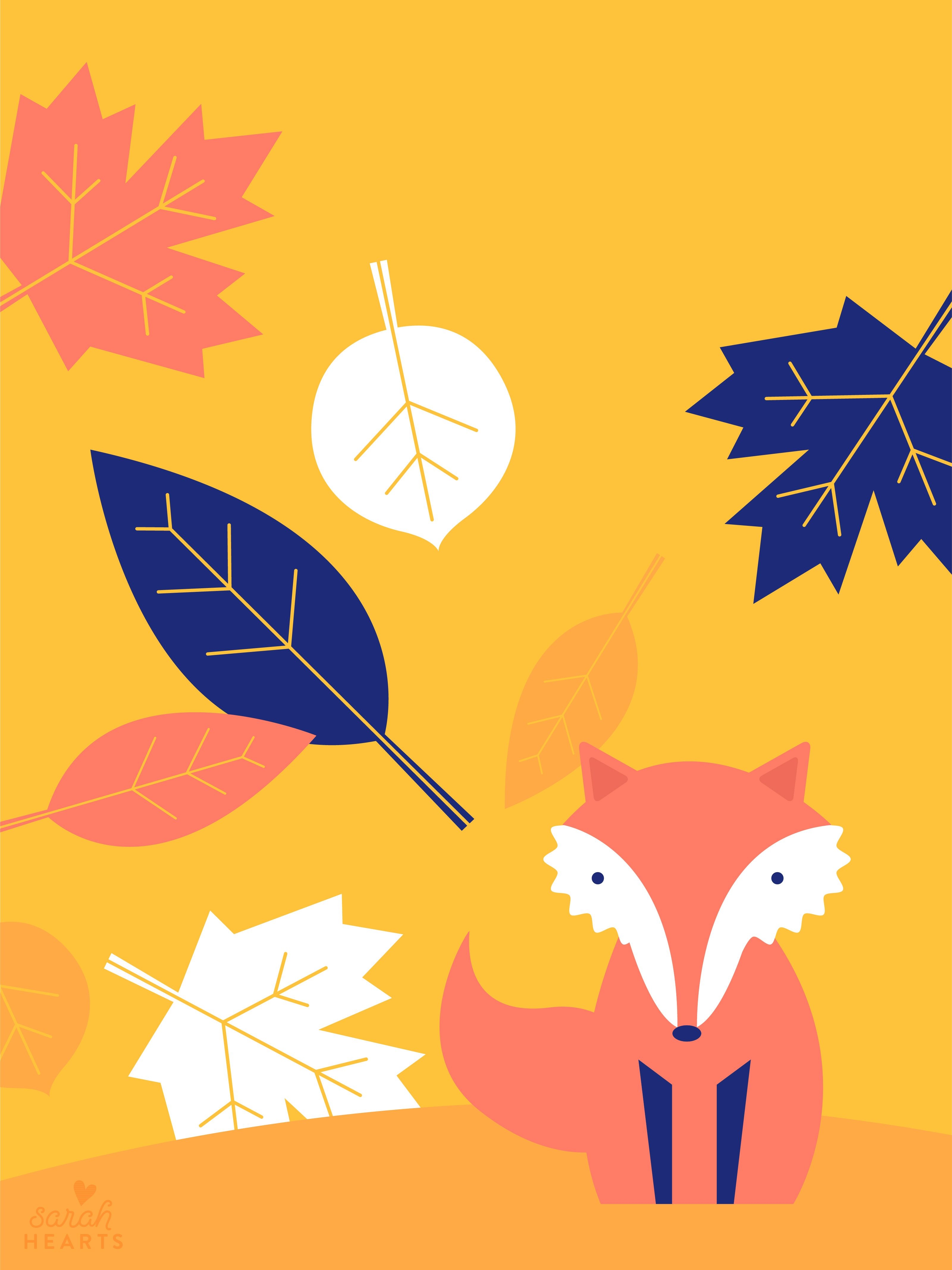 3210x4270 Fall Leaf and Fox October 2017 Calendar Wallpaper, Phone