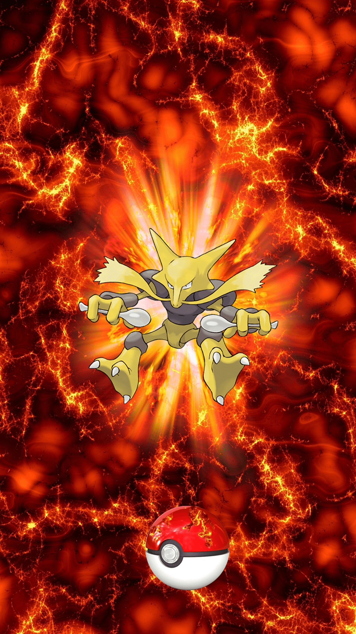 1250x2210 Fire Pokeball Alakazam Foodin Kadabra, Phone