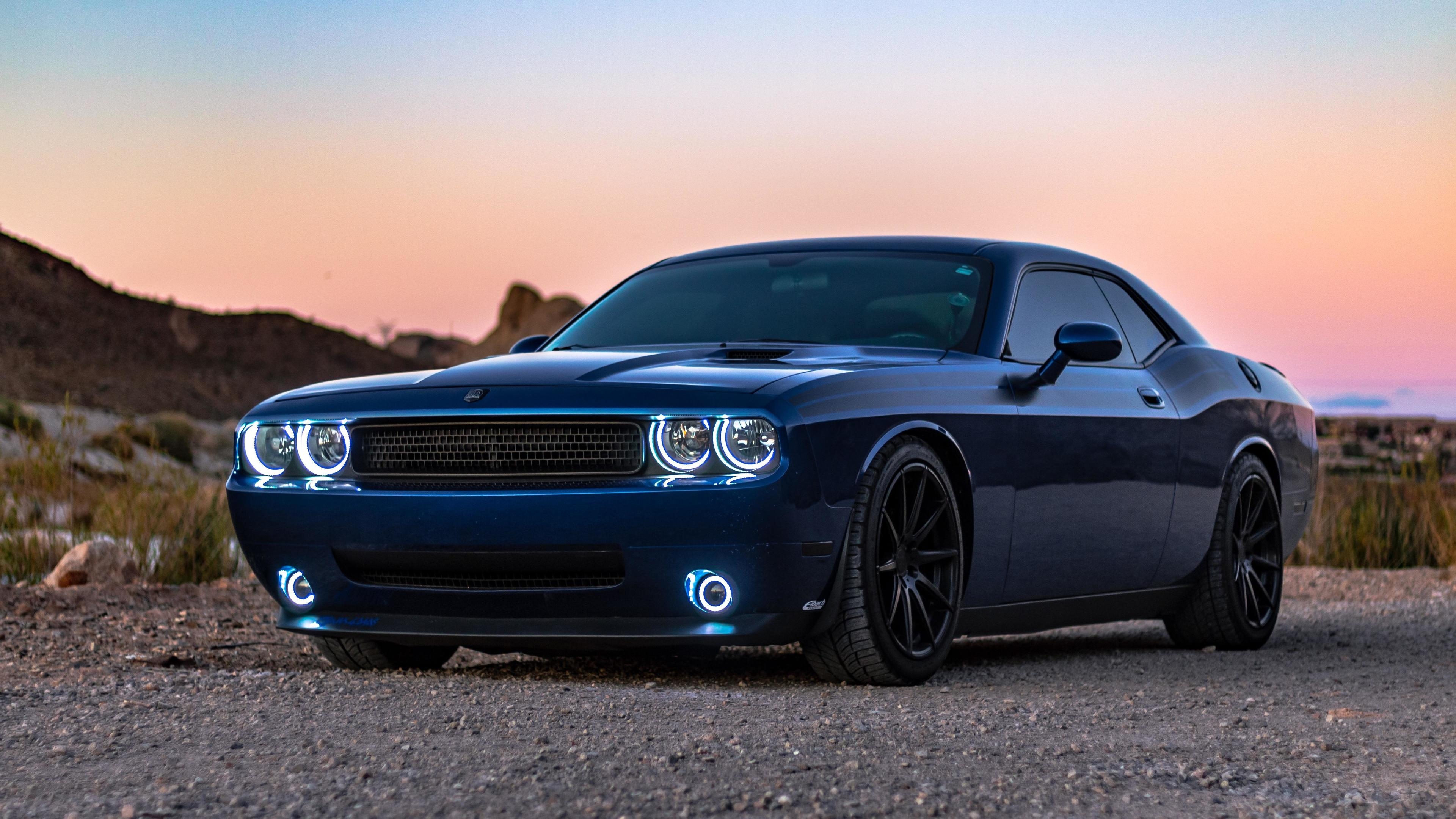 3840x2160 Wallpaper 4k Blue Dodge Challenger Wallpaper, Desktop