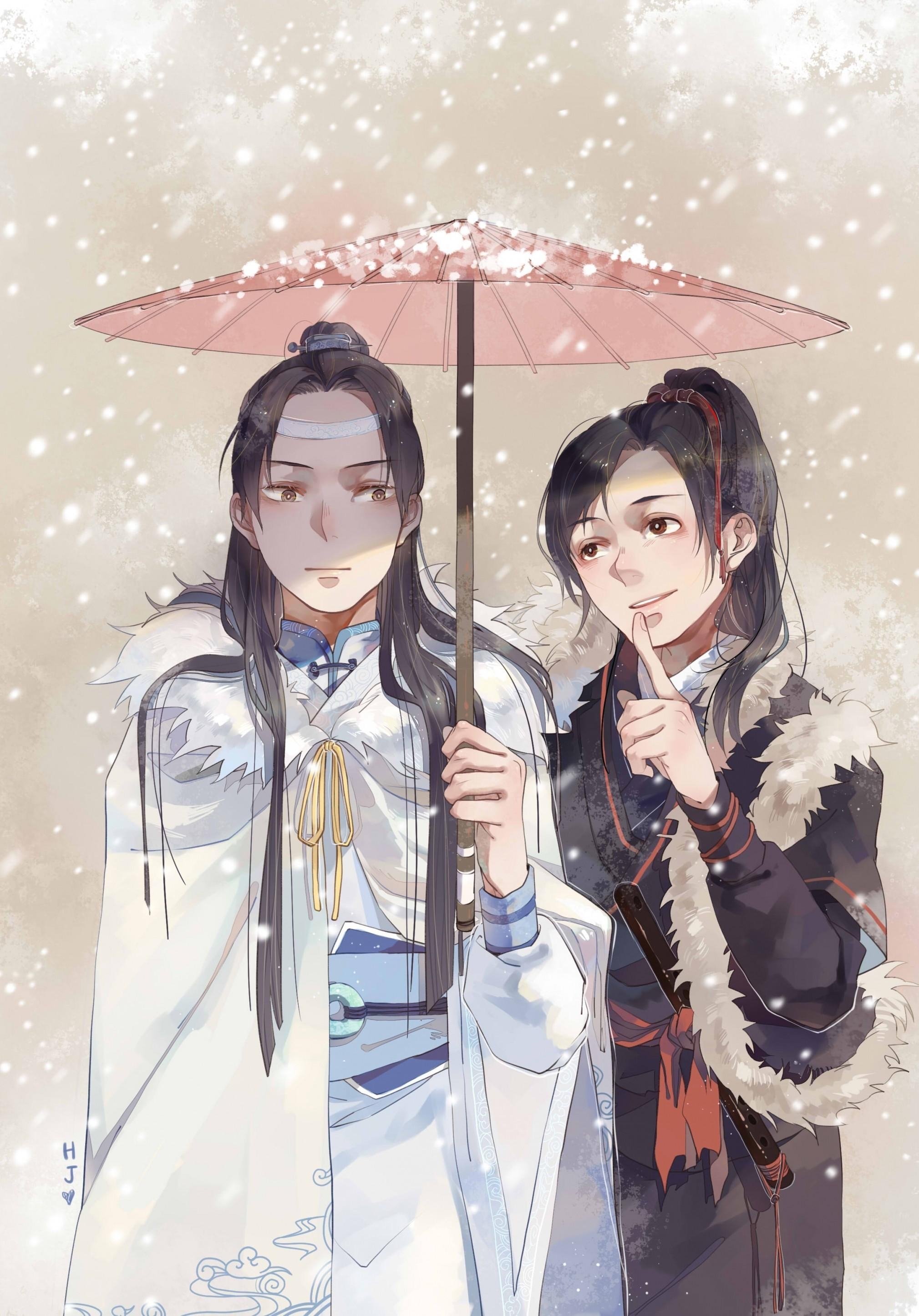 2020x2900 Download  Wei Wuxian, Umbrella, Snow, Traditional Clothes, Phone