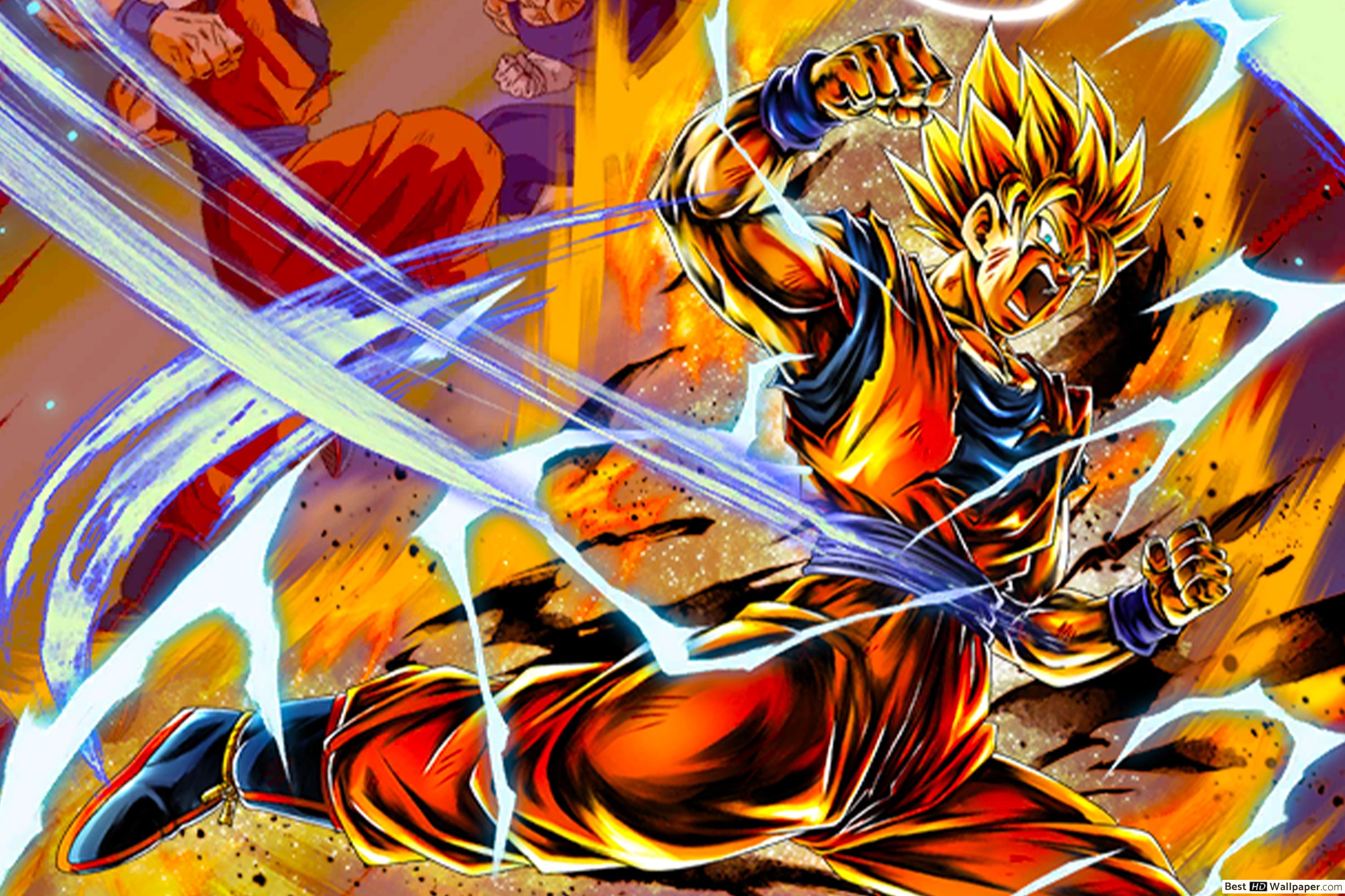 3000x2000 Super Saiyan 2 Goku vs. (Majin Vegeta) from Dragon Ball Z [Dragon Ball Legends Arts] for Desktop HD wallpaper download, Desktop