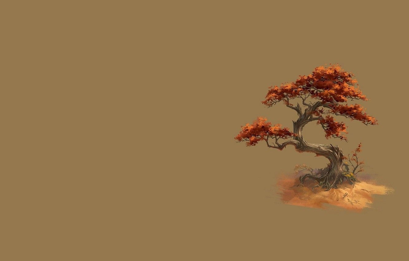 1340x850 Wallpaper autumn, life, tree, art image for desktop, section минимализм, Desktop