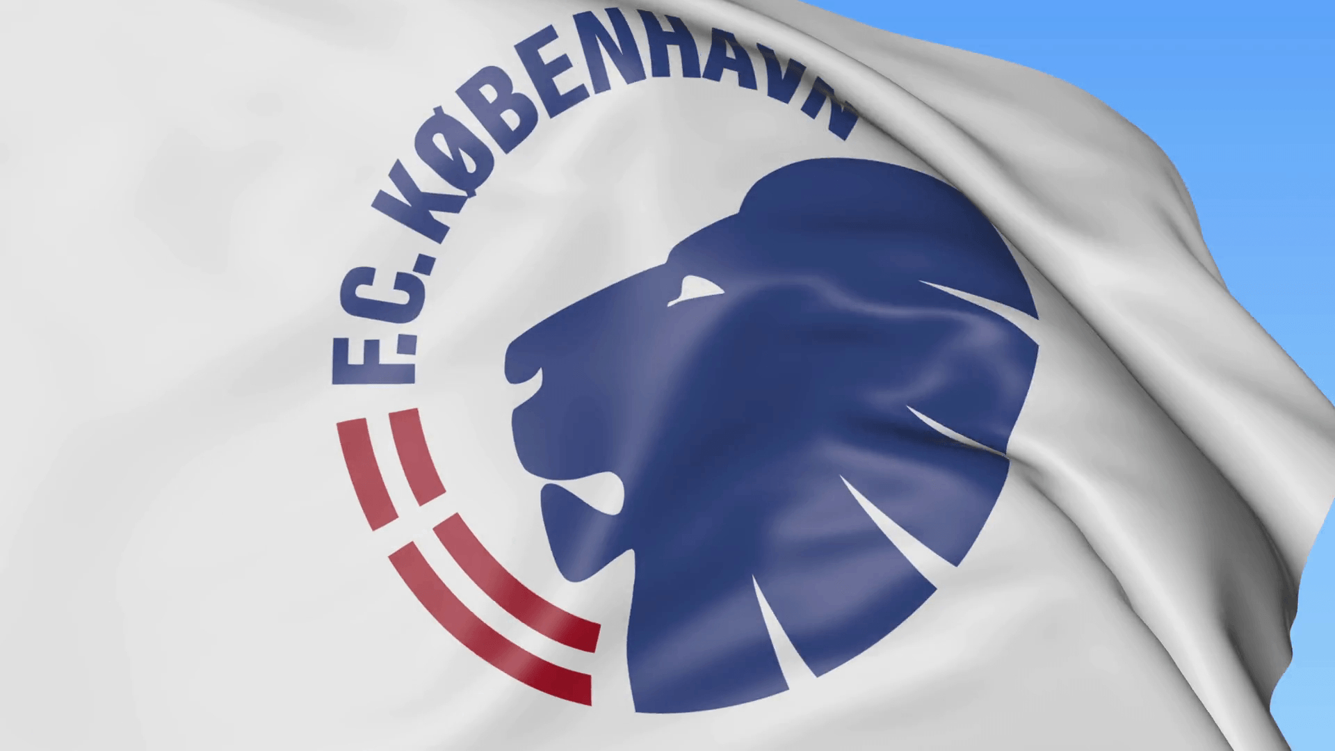 1920x1080 Close Up Of Waving Flag With FC Copenhagen Football Club Logo, Desktop