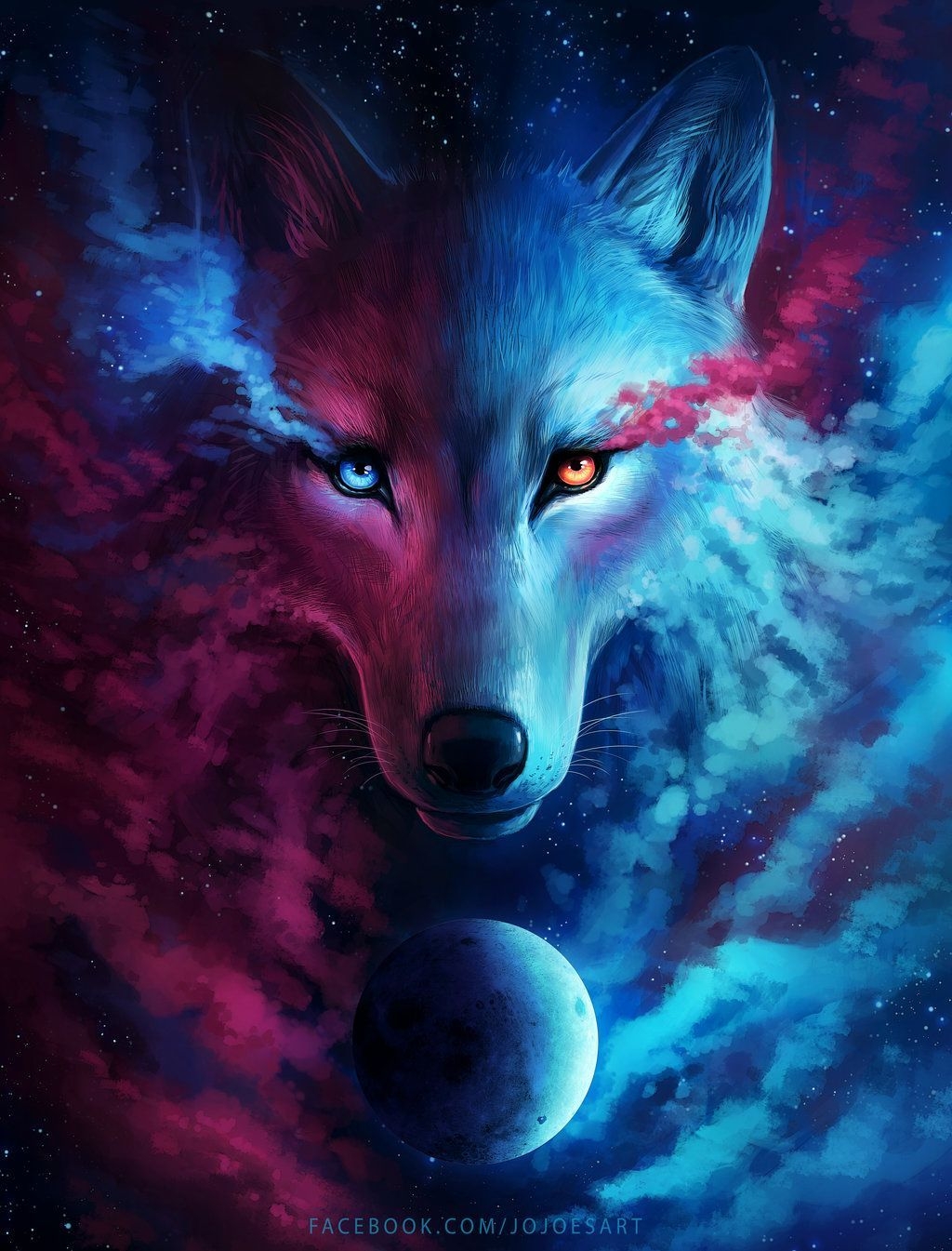 1030x1350 Red and Blue Wolf Wallpaper Free Red and Blue Wolf Background, Phone