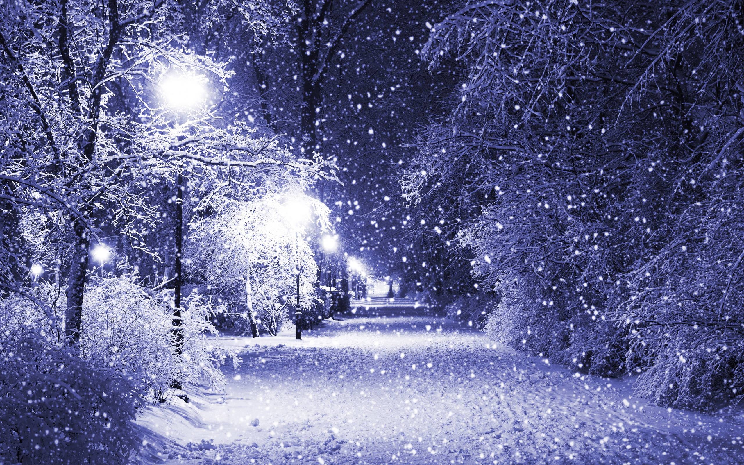 2560x1600 Snowy Christmas Night Wallpaper, Desktop