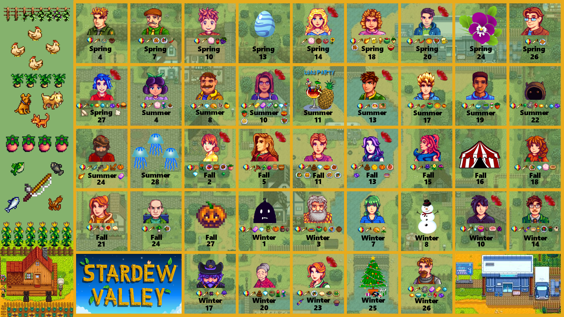 1920x1080 Stardew Valley Calendar Wallpaper & Background, Desktop