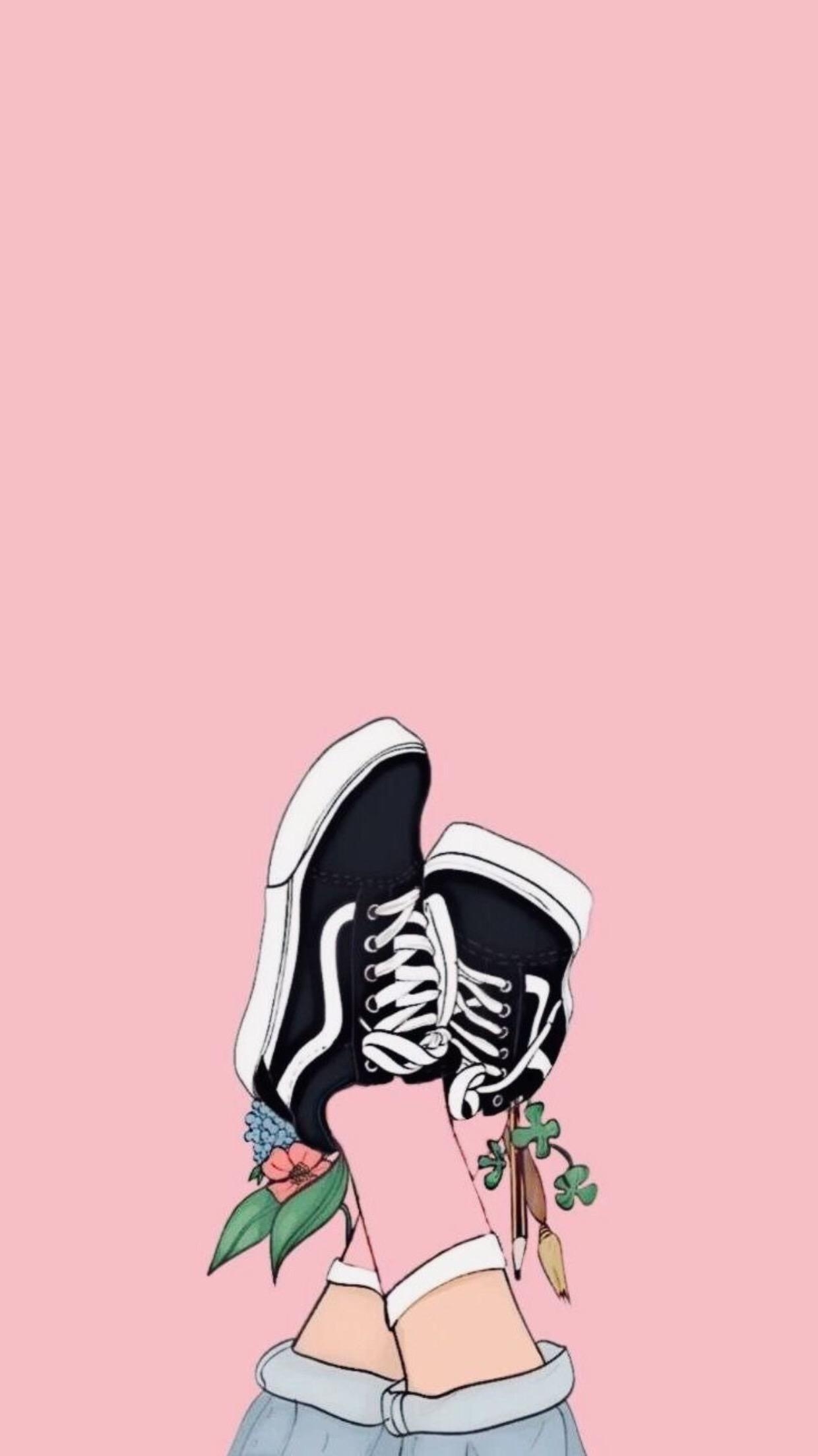 1240x2210 wallpaper aesthetic pink vans vsco, Phone