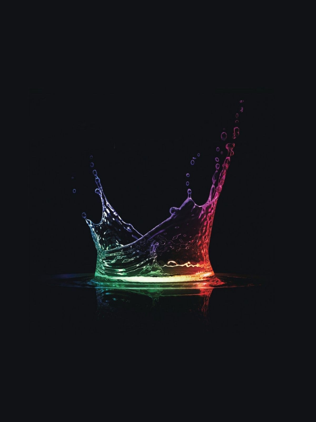 1200x1600 Android Image Wallpaper 3D Rainbow Water Drop Black. Hitam, Ilustrasi 3D, Galaxy wallpaper, Phone